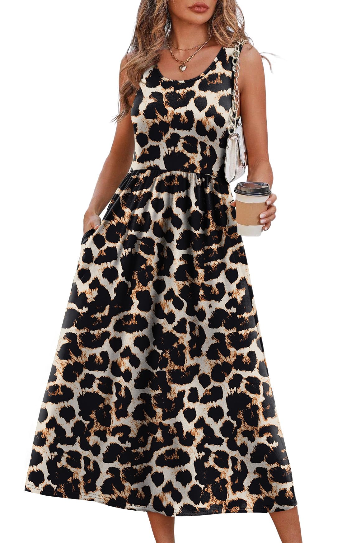 WIHOLL Summer Dresses for Women Flowy Casual Midi Dress Beach Vacation Sundresses with Pockets