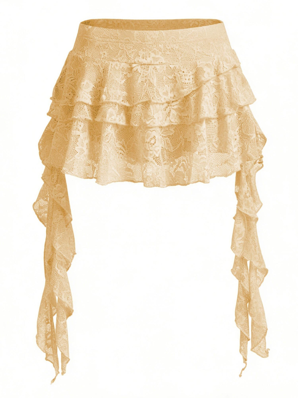 Women's Y2K Mini Skirt Ruffle Lace Asymmetrical Cute Skirts Layered Flowy Pleated Skort with Shorts for Concert Party