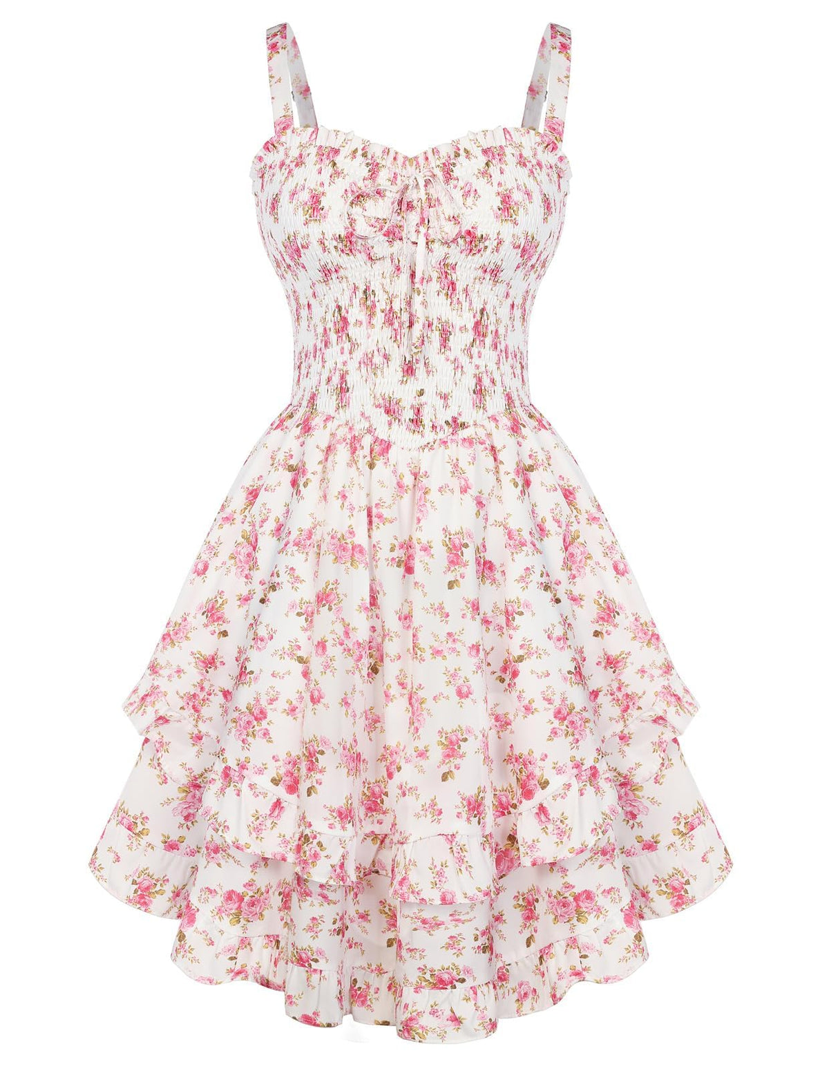 Scarlet Darkness Smocked Floral Sundresses for Women Teens 2026 Summer Flowy Ruffle Mini Dress