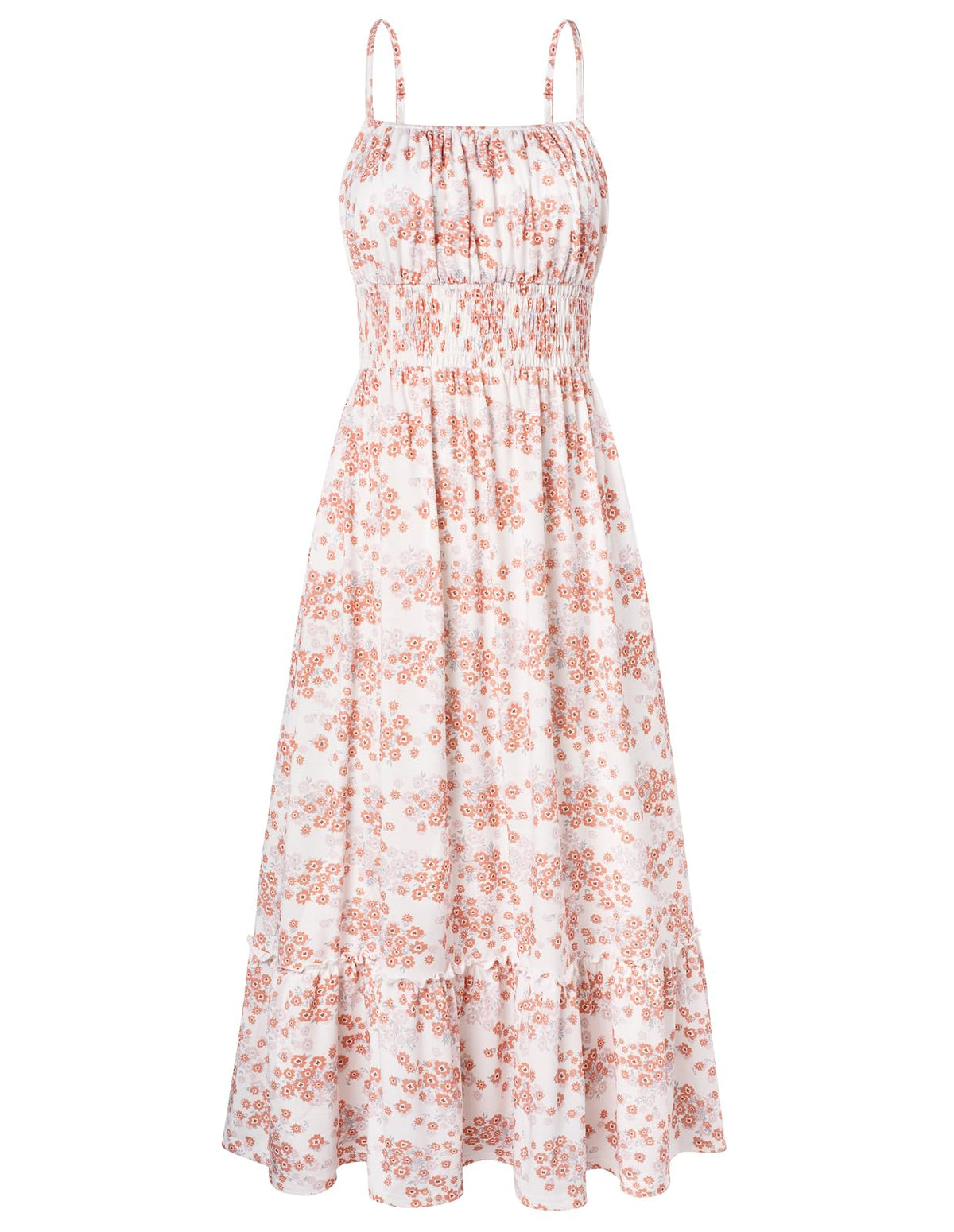 GRACE KARIN Summer Dresses for Women 2026 Vacation,Smocked Floral Maxi Dress,Boho Beach Sundress with Pocket Fashion Clothing