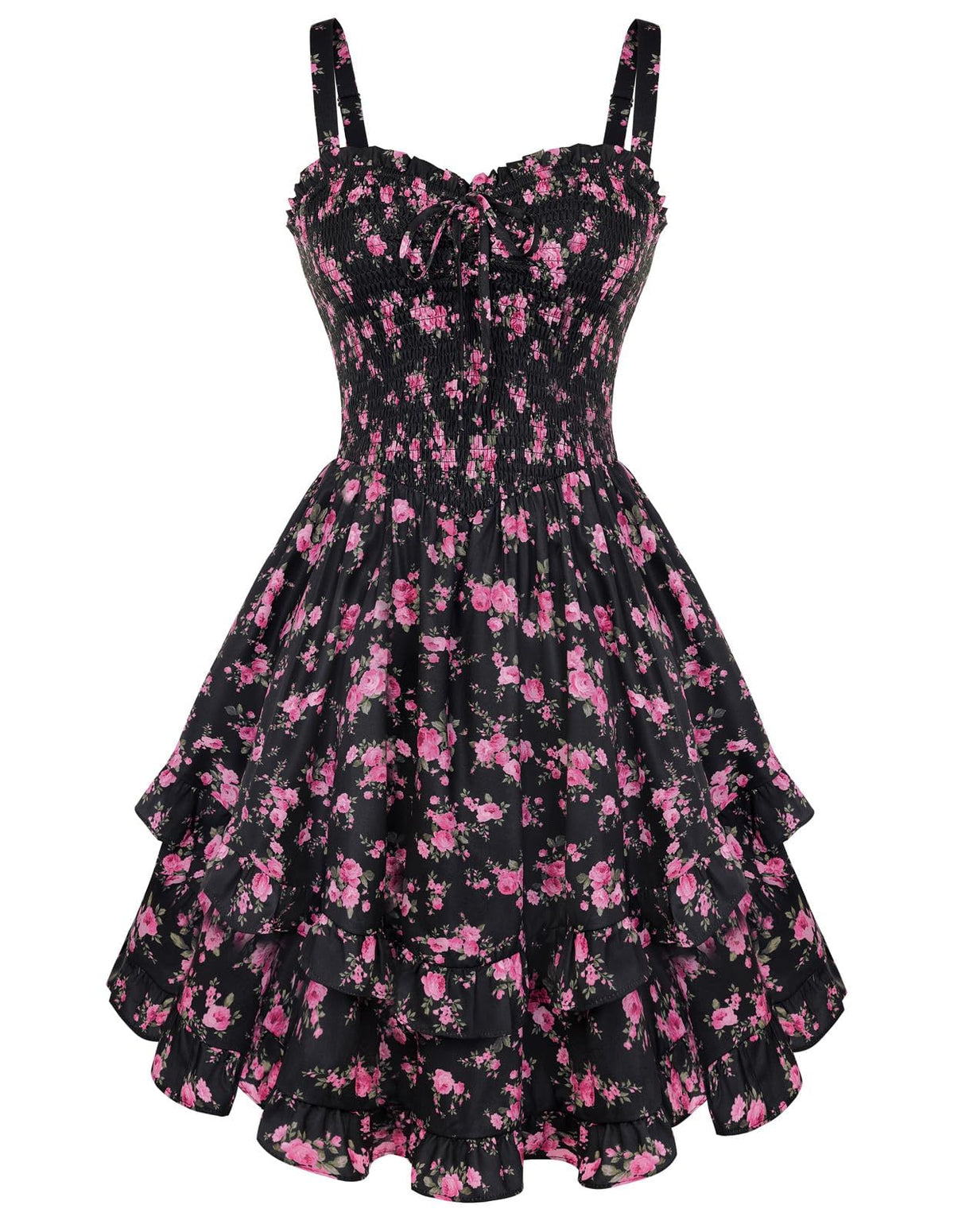 Scarlet Darkness Smocked Floral Sundresses for Women Teens 2026 Summer Flowy Ruffle Mini Dress
