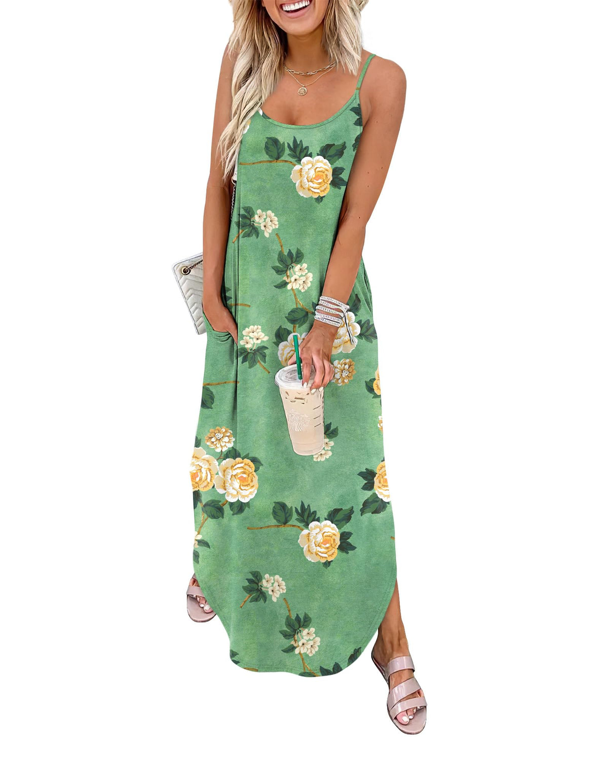 WIHOLL Women's Maxi Dresses for Women Casual Long Summer Sun Dresses 2026 Spaghetti Strap Hawaiian Vacation Outfits for Women