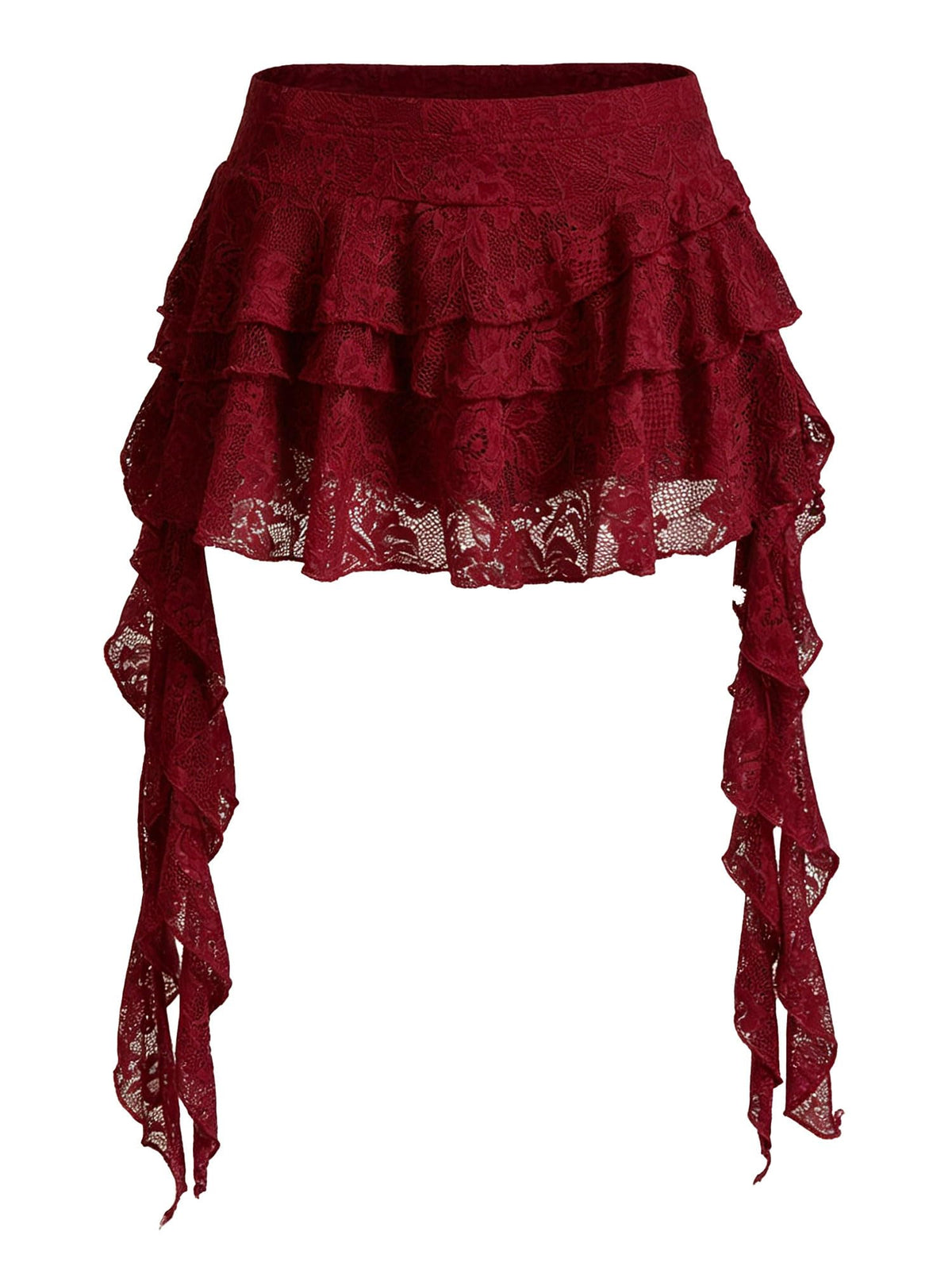 Women's Y2K Mini Skirt Ruffle Lace Asymmetrical Cute Skirts Layered Flowy Pleated Skort with Shorts for Concert Party