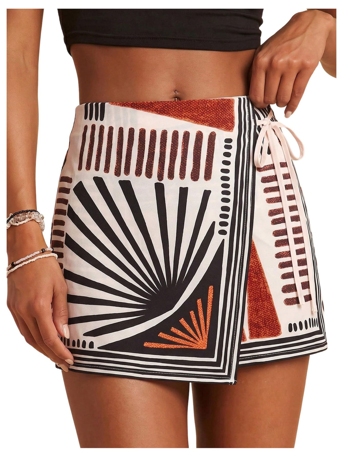 SweatyRocks Women's Boho Mini Skirts Floral Shorts Tie Side Wrap Elastic Waist Summer Skorts Beach Vacation Outfits