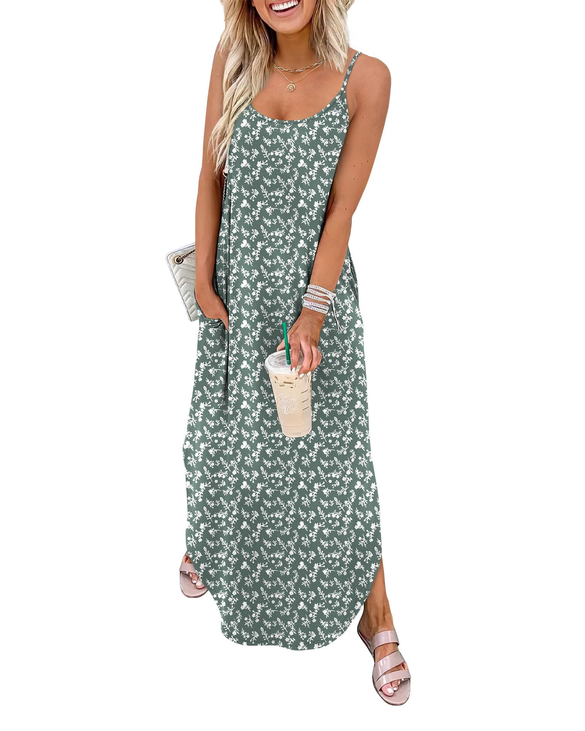 WIHOLL Women's Maxi Dresses for Women Casual Long Summer Sun Dresses 2026 Spaghetti Strap Hawaiian Vacation Outfits for Women