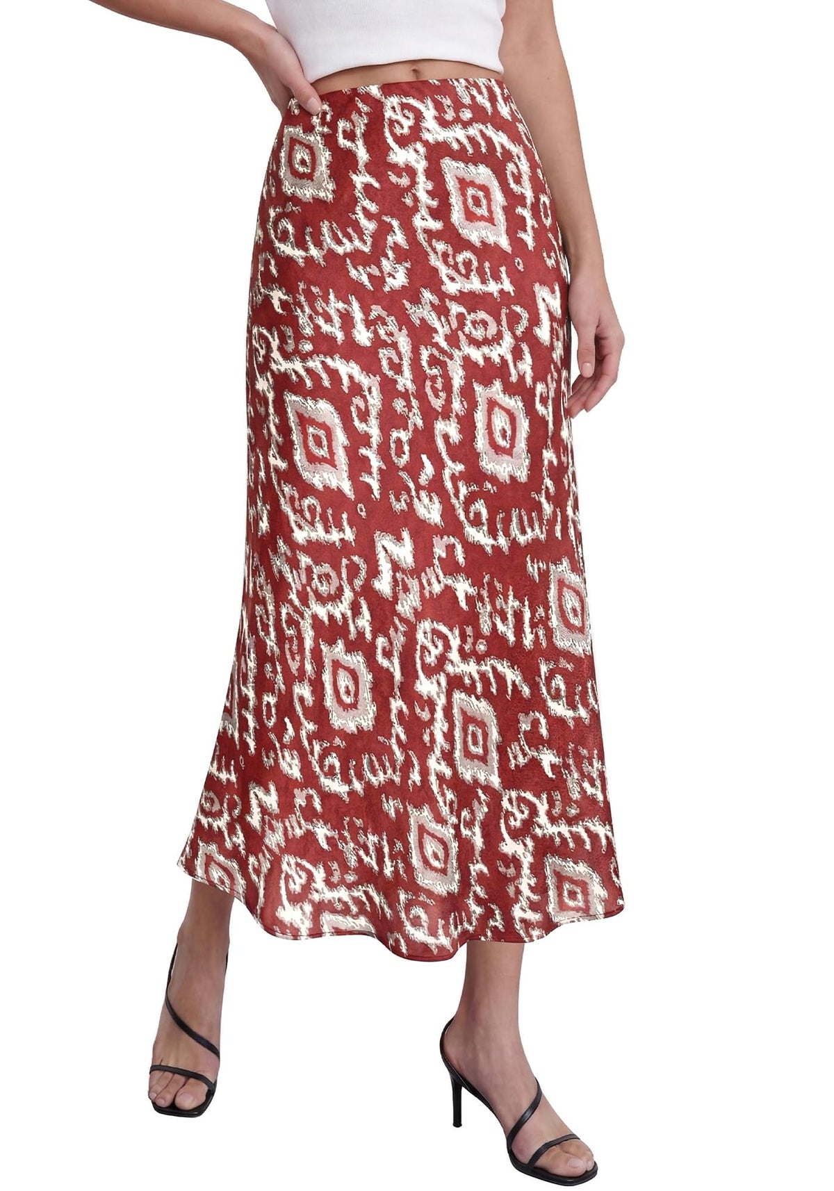 BTFBM Satin Skirts for Women Trendy Spring Summer 2026 High Waisted Leopard Print Cocktail Wedding Long Silk Midi Skirt