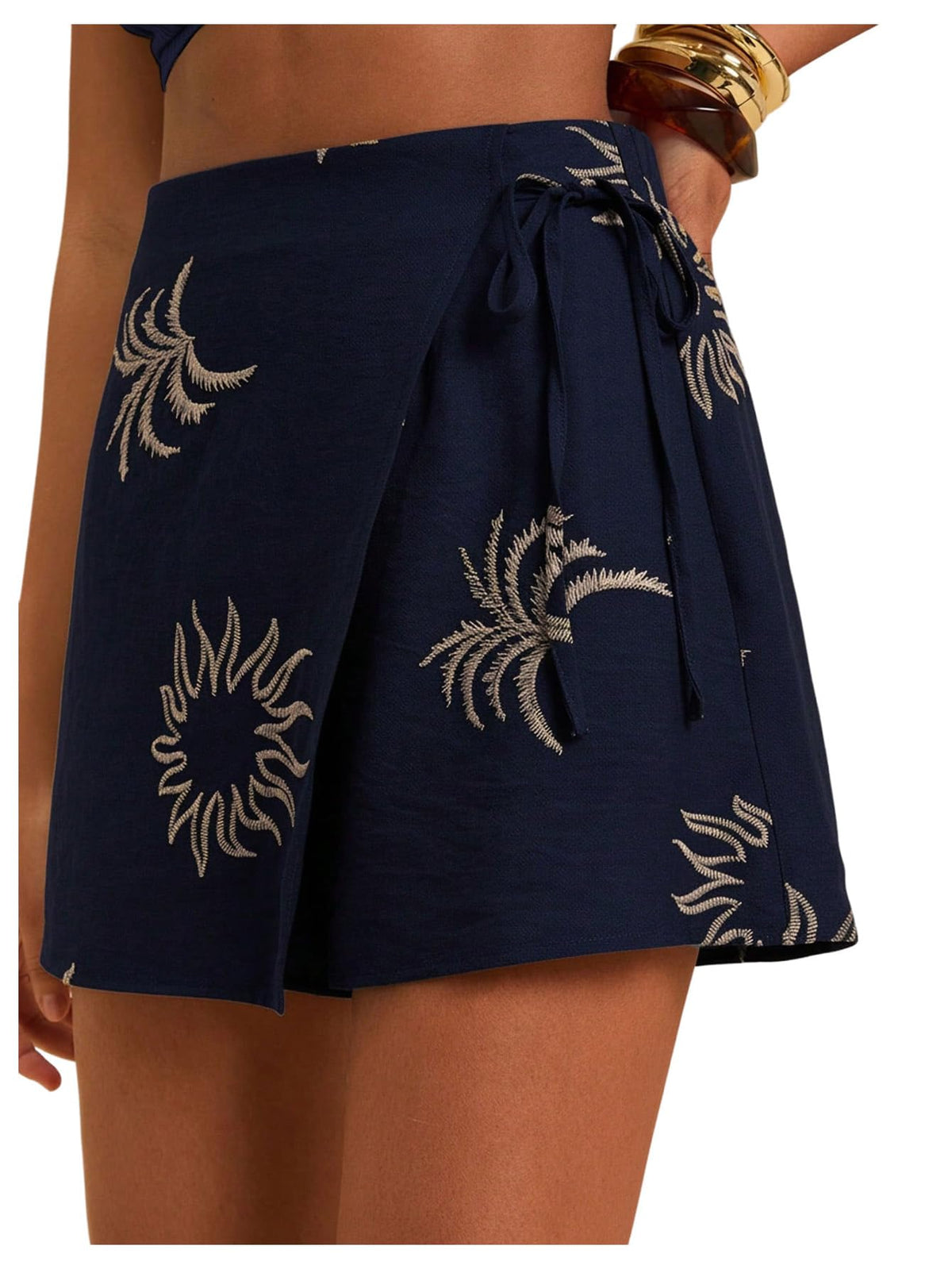 SweatyRocks Women's Boho Mini Skirts Floral Shorts Tie Side Wrap Elastic Waist Summer Skorts Beach Vacation Outfits