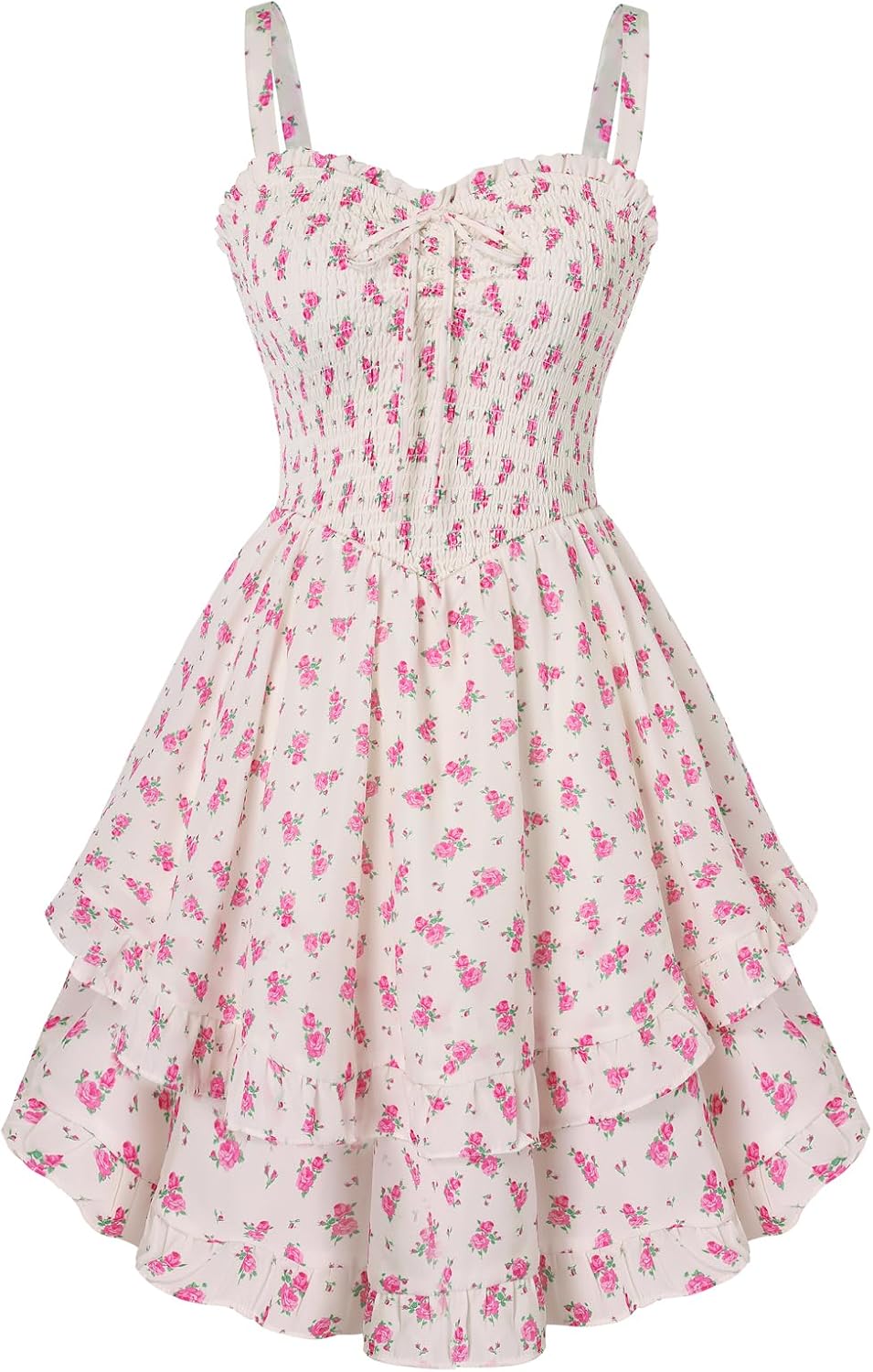 Scarlet Darkness Smocked Floral Sundresses for Women Teens 2026 Summer Flowy Ruffle Mini Dress