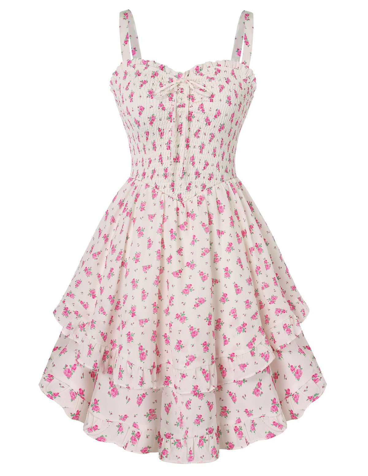 Scarlet Darkness Smocked Floral Sundresses for Women Teens 2026 Summer Flowy Ruffle Mini Dress