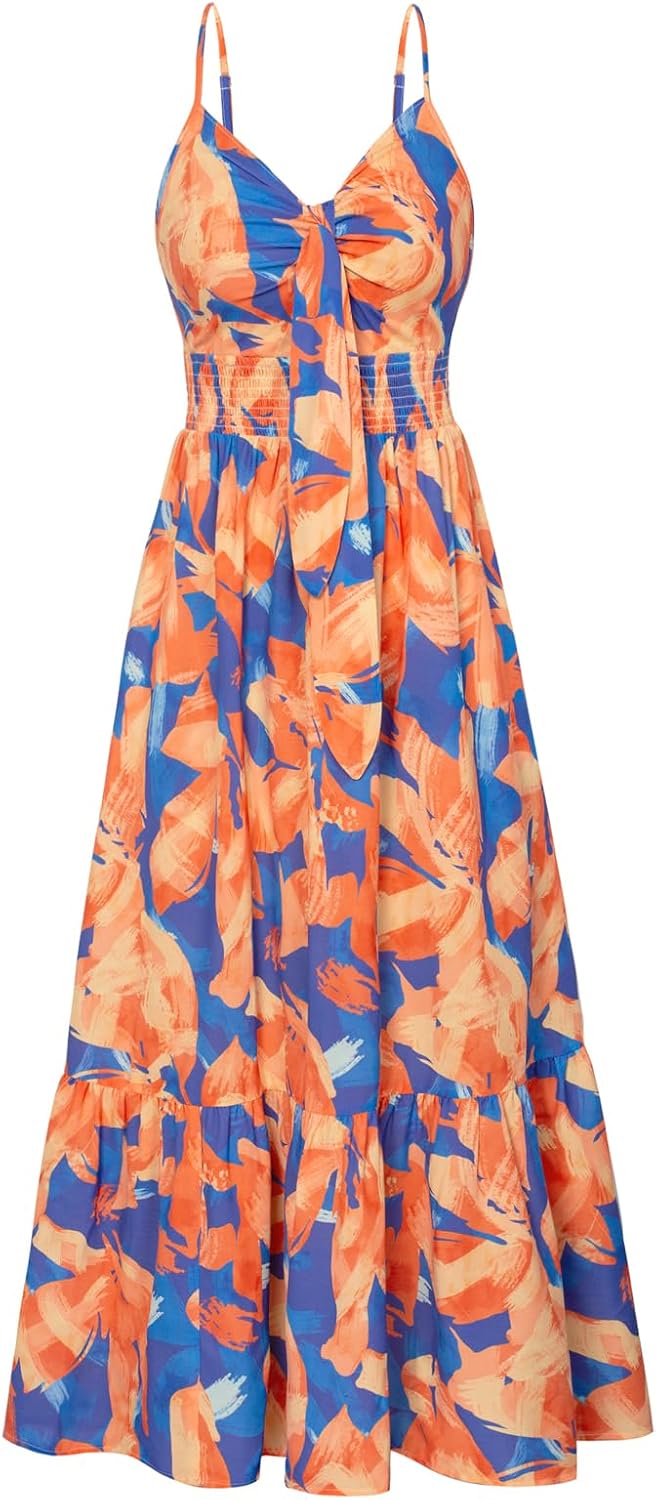 GRACE KARIN Womens Summer Floral Maxi Dresses 2026 Long Flowy Boho Dress Beach Vacation Sundresses Casual Clothes with Pocket