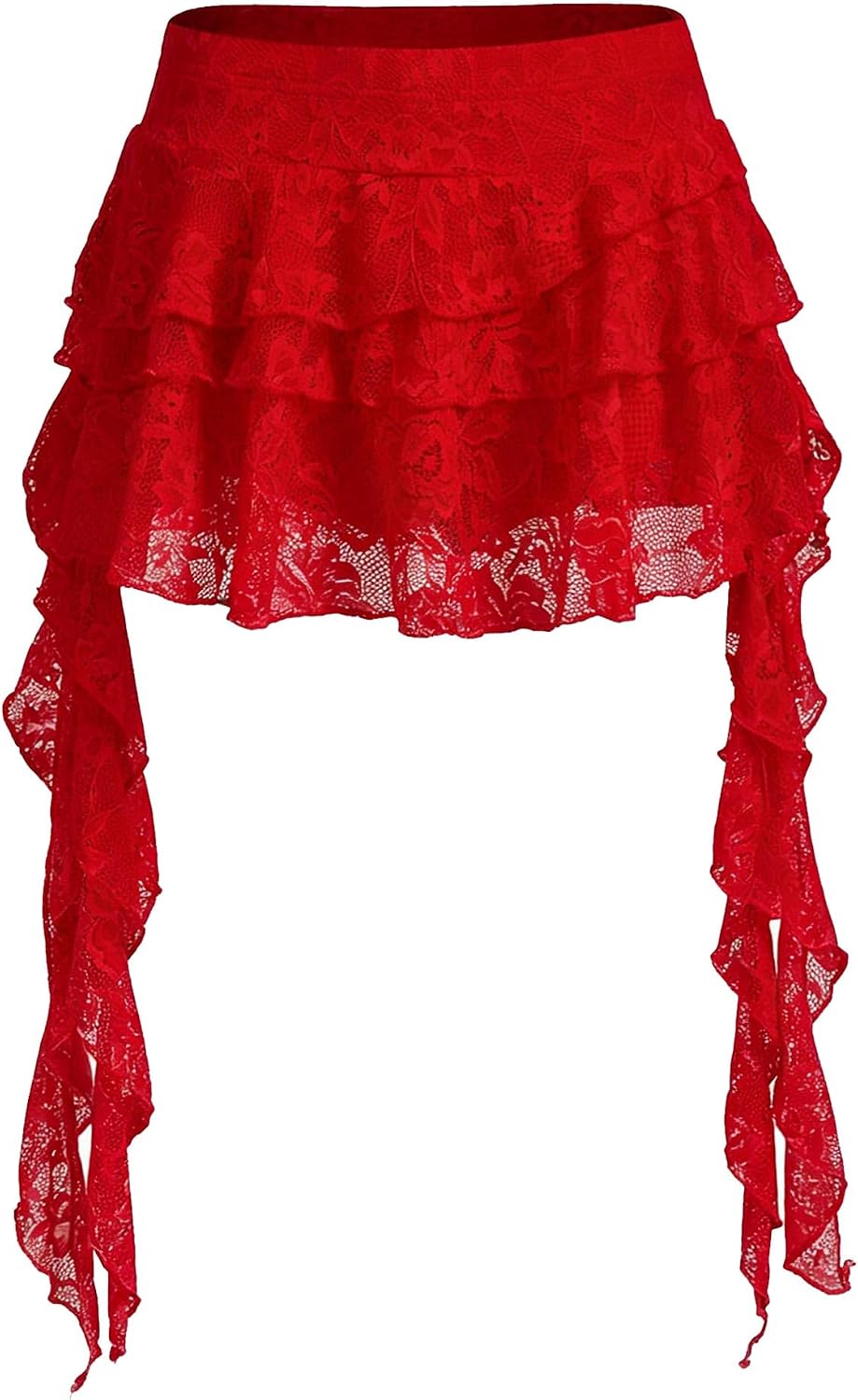 Women's Y2K Mini Skirt Ruffle Lace Asymmetrical Cute Skirts Layered Flowy Pleated Skort with Shorts for Concert Party