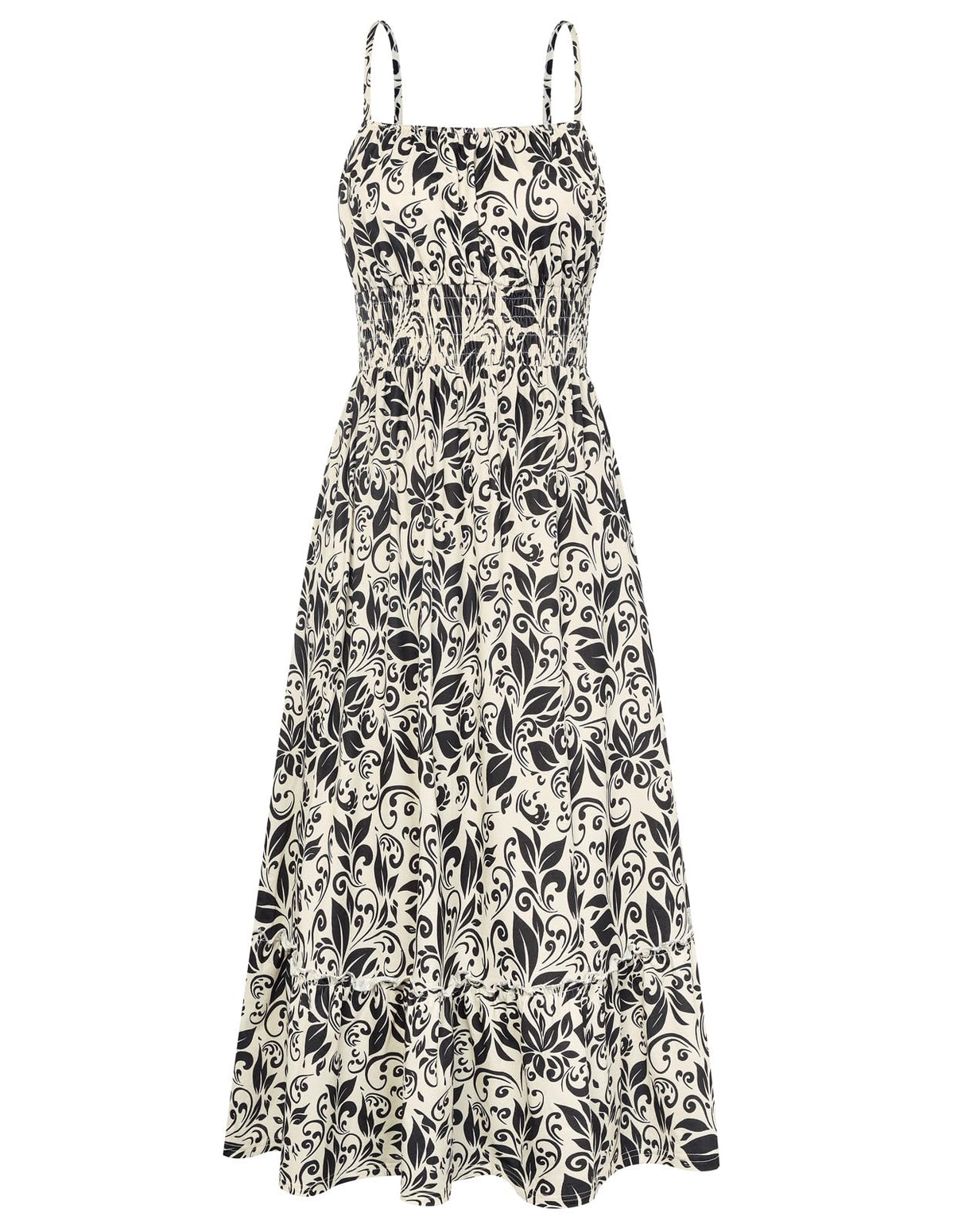 GRACE KARIN Summer Dresses for Women 2026 Vacation,Smocked Floral Maxi Dress,Boho Beach Sundress with Pocket Fashion Clothing