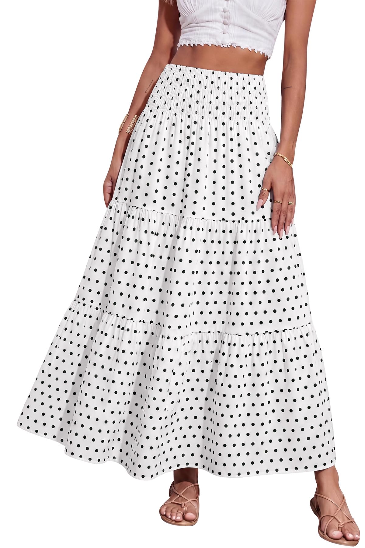 CFLONGE Summer Maxi Skirts for Women 2026 Fashion Boho Long Skirt Trendy Floral High Waist A Line Beach Skirt Vacation Outfit
