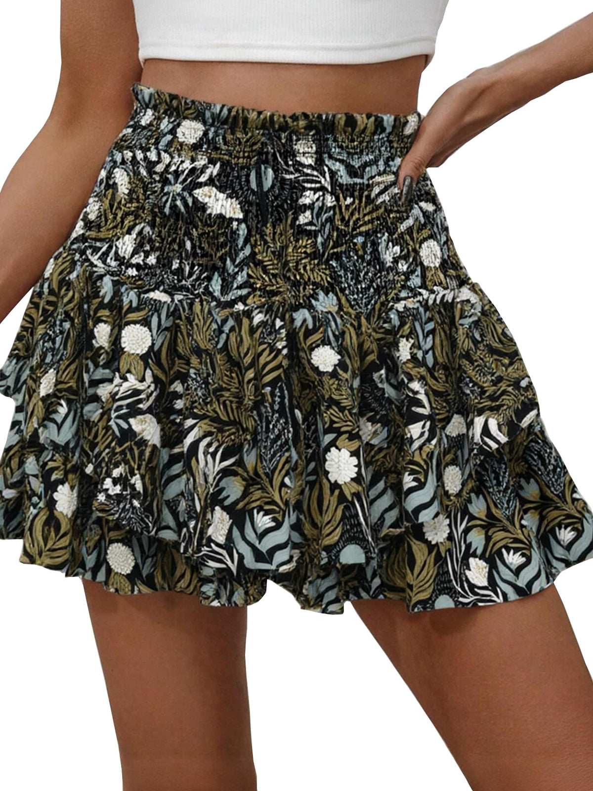 Floral Skorts for Woman Ruffle Mini Skirt with Shorts Underneath Causal Summer Boho Outfits
