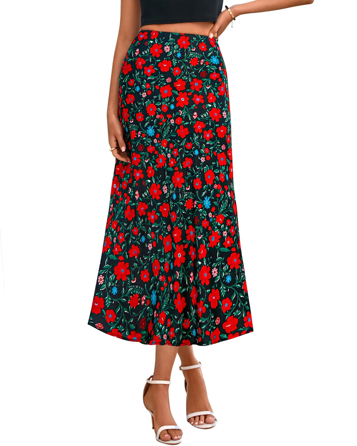 BTFBM Satin Skirts for Women Trendy Spring Summer 2026 High Waisted Leopard Print Cocktail Wedding Long Silk Midi Skirt