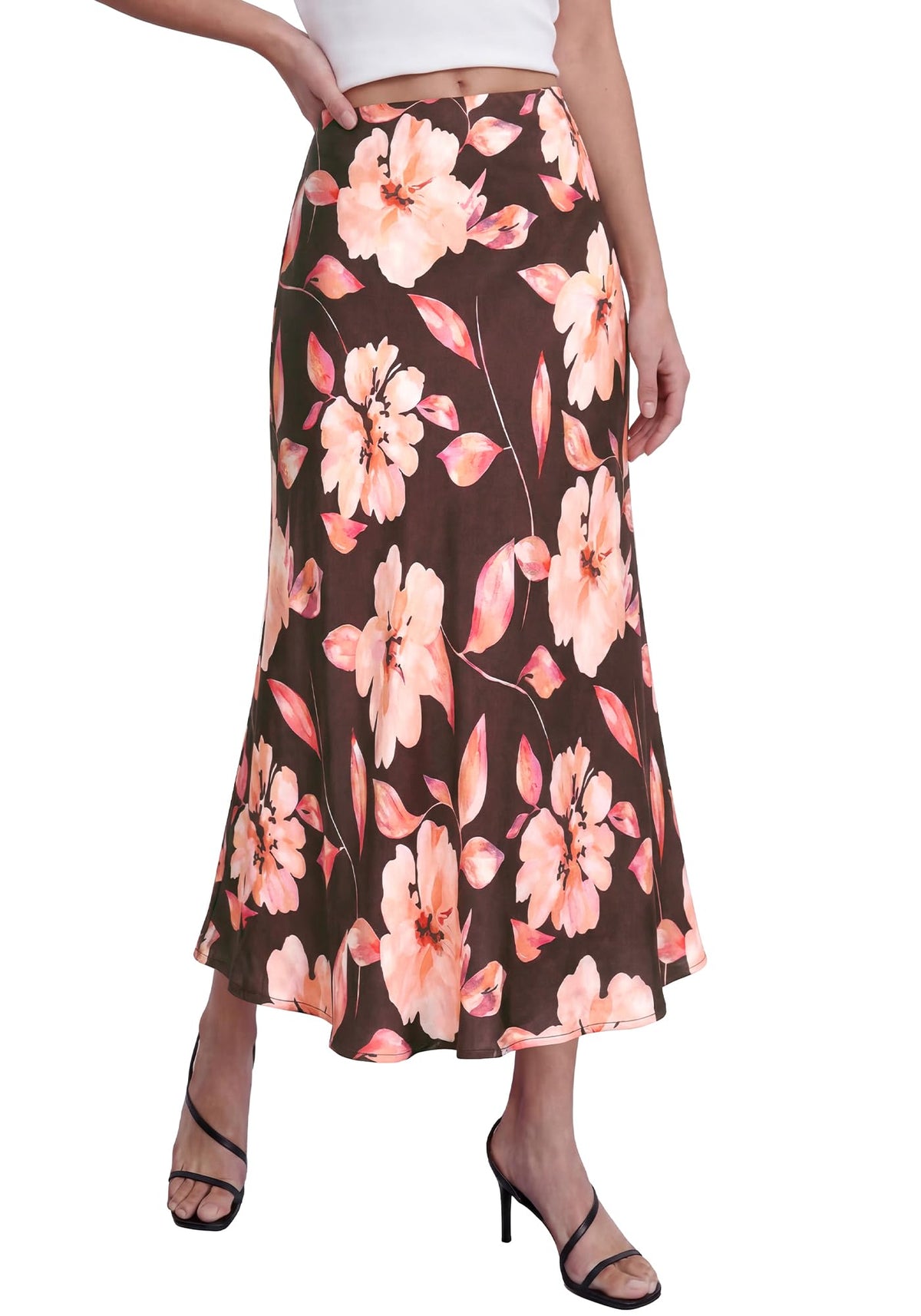 BTFBM Satin Skirts for Women Trendy Spring Summer 2026 High Waisted Leopard Print Cocktail Wedding Long Silk Midi Skirt