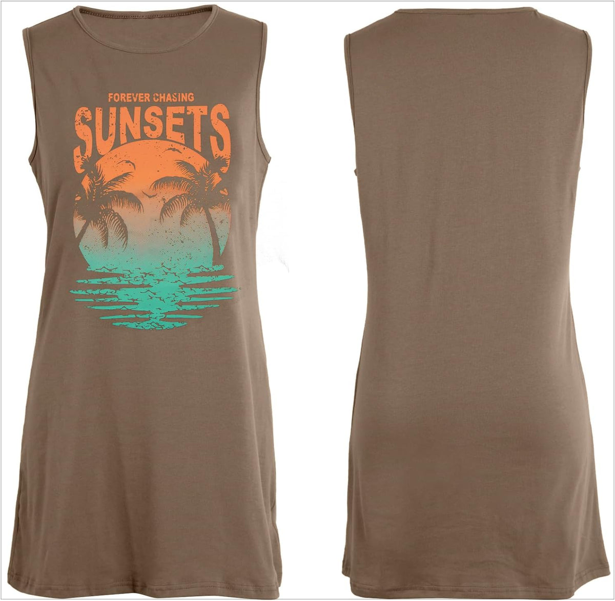 Summer Sundress for Women Beach Tank Dress Sleeveless Graphic T Dress Short Casual Sun Dresses Beach Cover Up