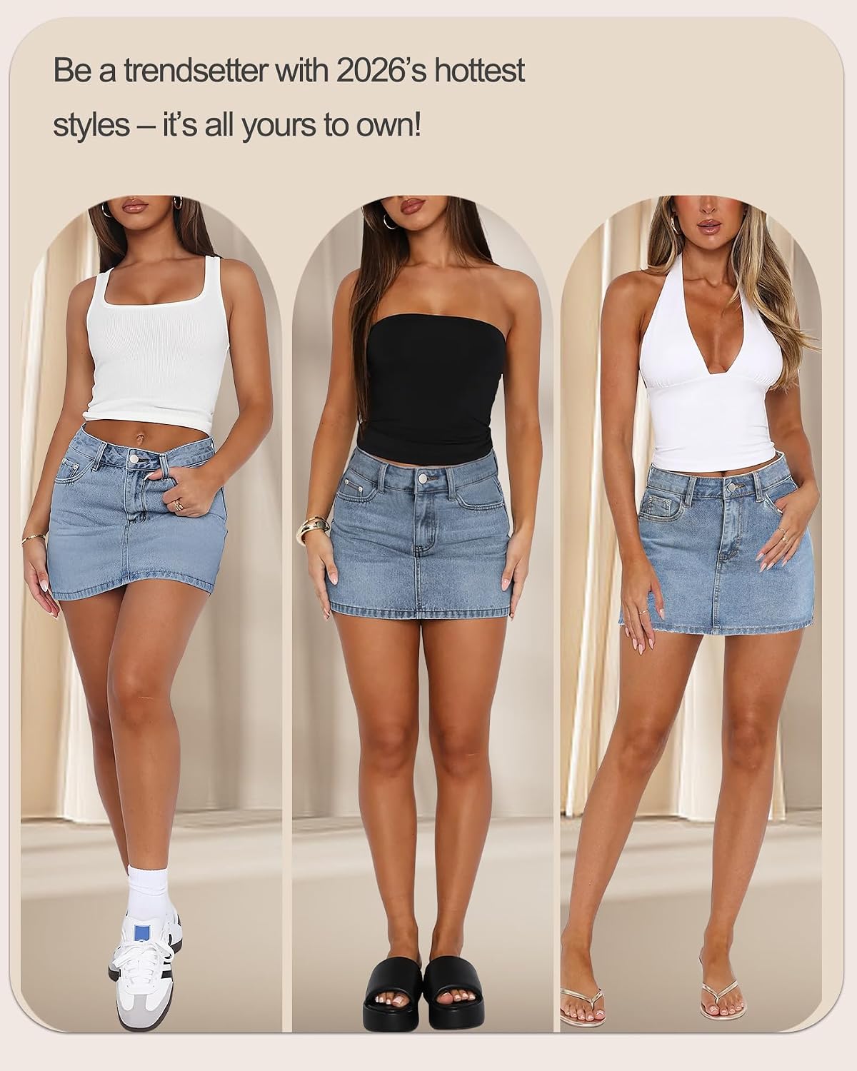 MONCCIZA Women’s Denim Jean Skirt Mini Y2K Low Waisted Casual Cute Skirts with Pockets