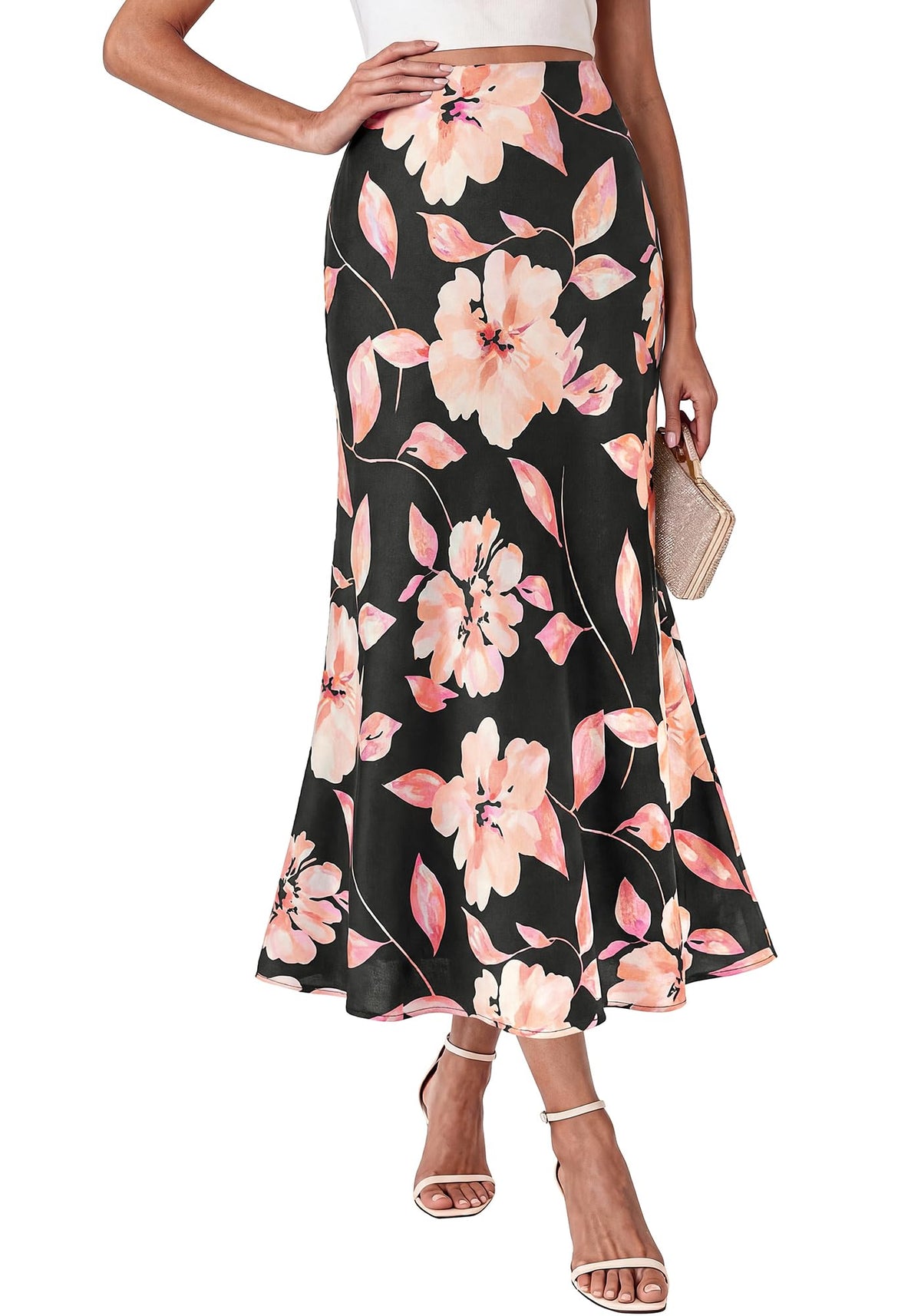 BTFBM Midi Skirts for Women 2026 Summer Spring Lightweight A Line High Waisted Wedding Guest Party Silk Long Skirt
