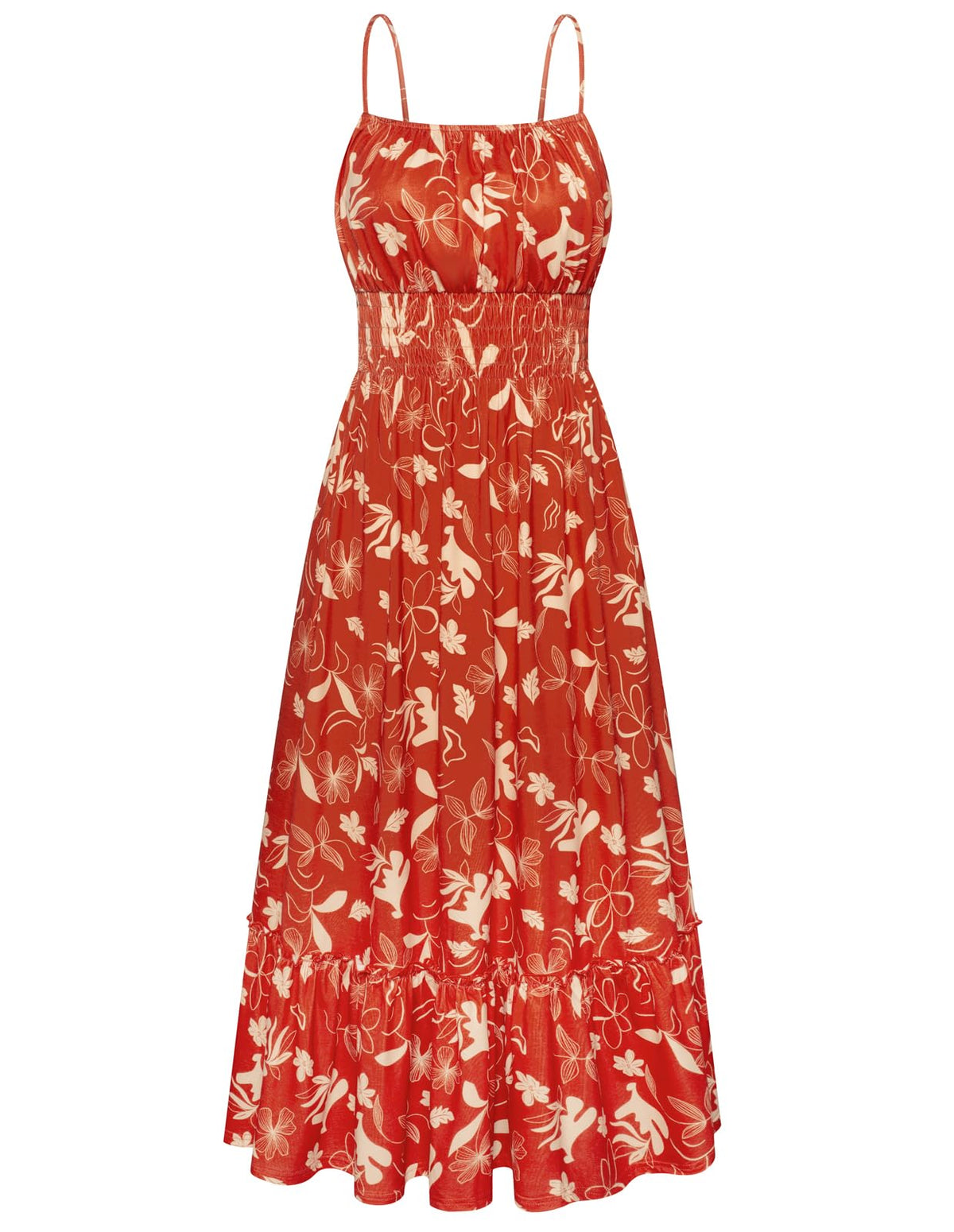 GRACE KARIN Summer Dresses for Women 2026 Vacation,Smocked Floral Maxi Dress,Boho Beach Sundress with Pocket Fashion Clothing