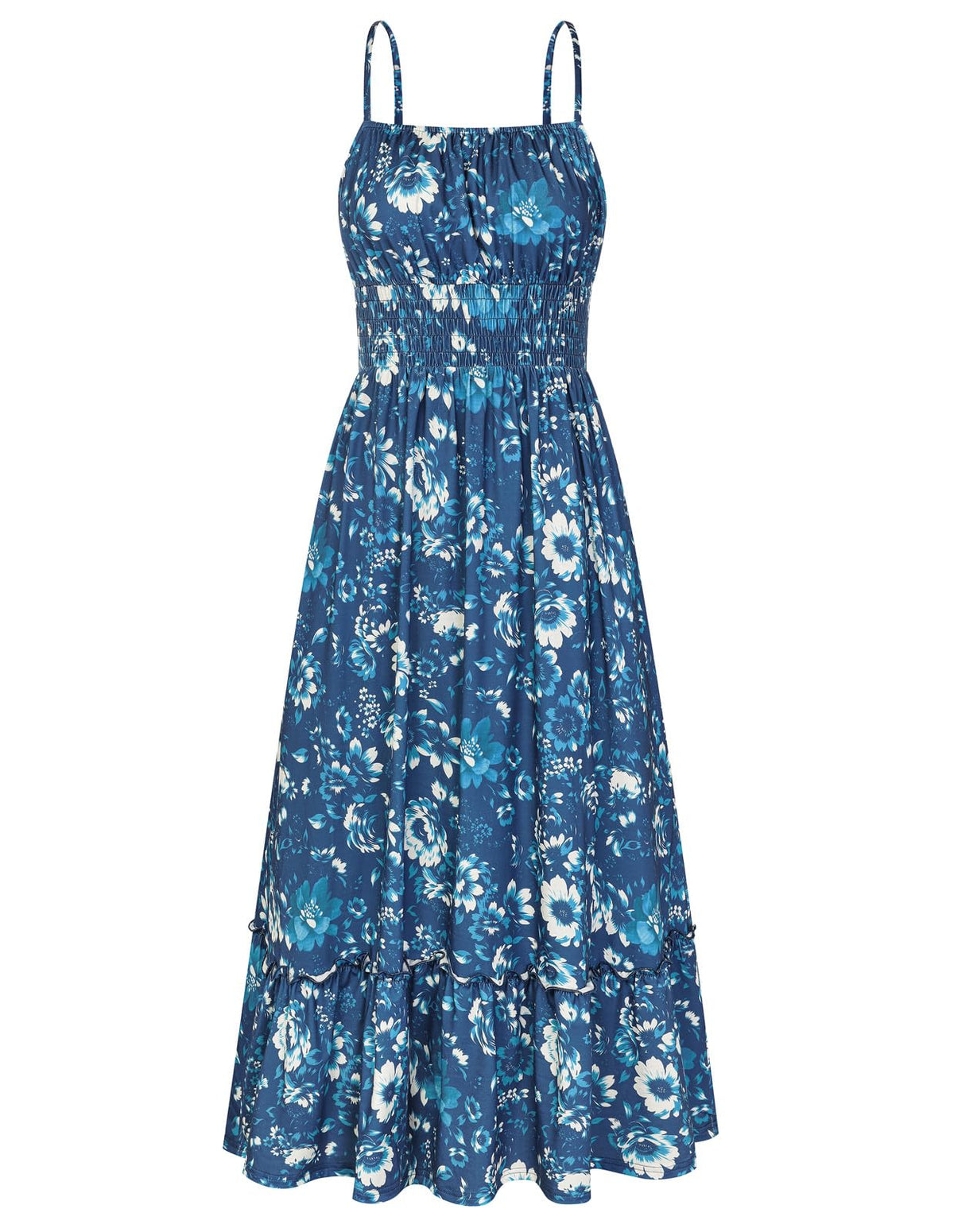 GRACE KARIN Summer Dresses for Women 2026 Vacation,Smocked Floral Maxi Dress,Boho Beach Sundress with Pocket Fashion Clothing