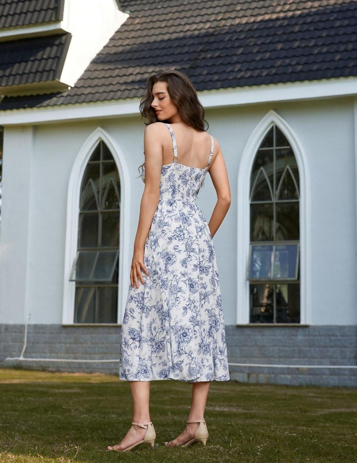 Scarlet Darkness Women's Floral Midi Dress Corset Sundresses 2026 Summer Spring Vacation Milkmaid Dresses