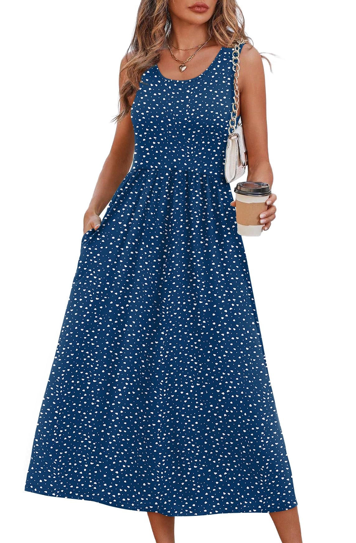 WIHOLL Summer Dresses for Women Flowy Casual Midi Dress Beach Vacation Sundresses with Pockets