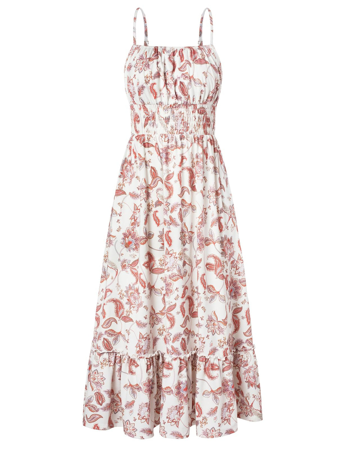 GRACE KARIN Summer Dresses for Women 2026 Vacation,Smocked Floral Maxi Dress,Boho Beach Sundress with Pocket Fashion Clothing