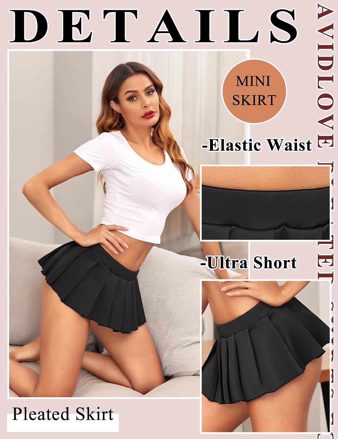 Avidlove Pleated Skirts for Women Y2k Mini Skirt Casual Short Skirts Micro Skirt XS-4XL