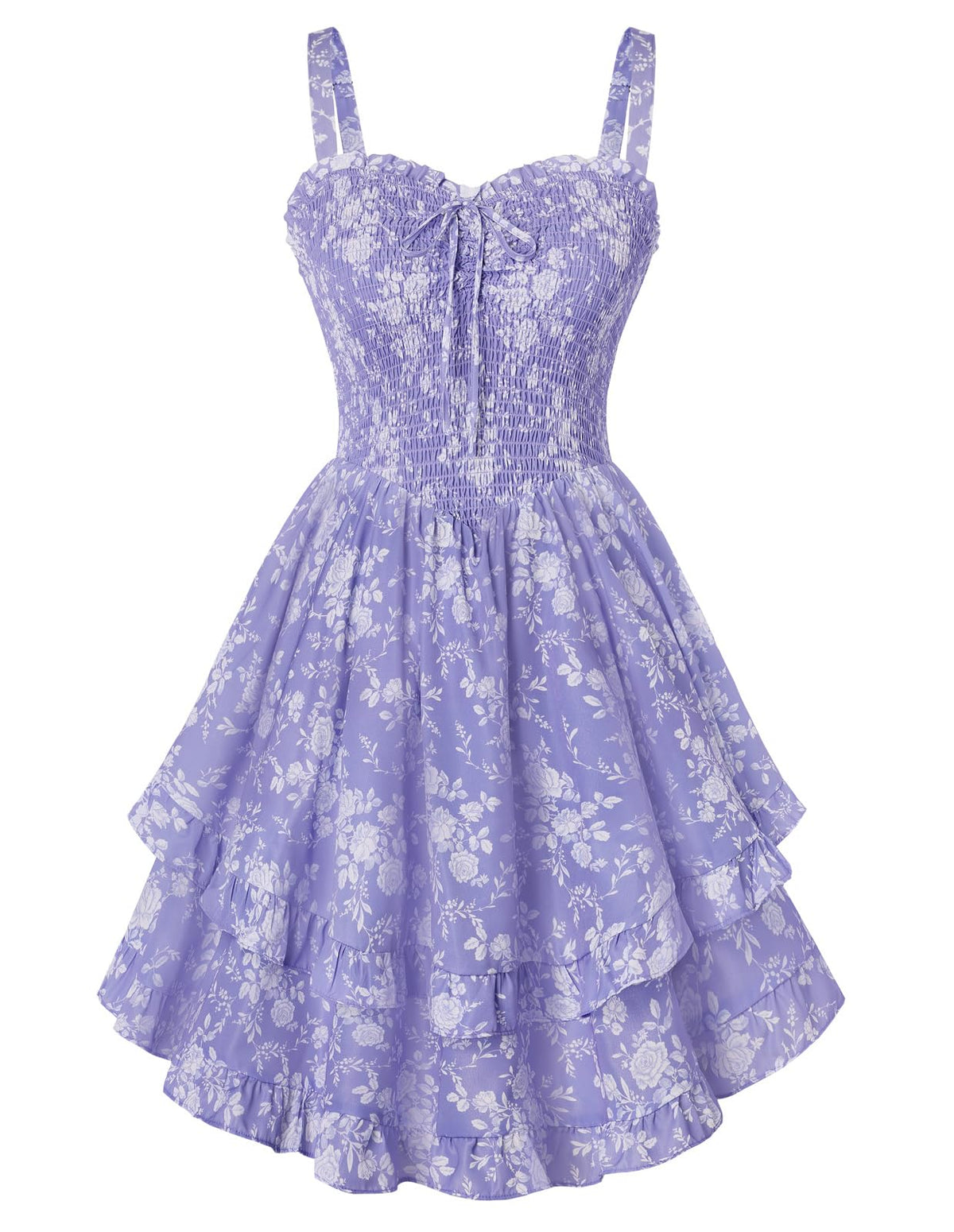 Scarlet Darkness Smocked Floral Sundresses for Women Teens 2026 Summer Flowy Ruffle Mini Dress