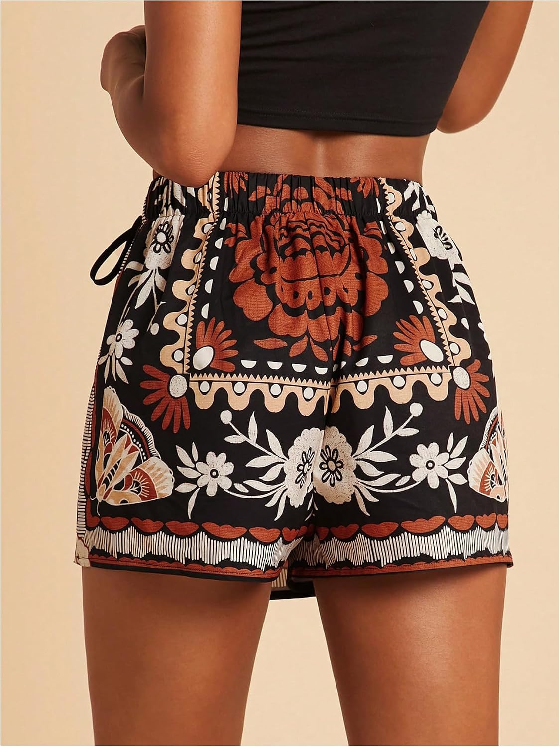 SweatyRocks Women's Boho Mini Skirts Floral Shorts Tie Side Wrap Elastic Waist Summer Skorts Beach Vacation Outfits