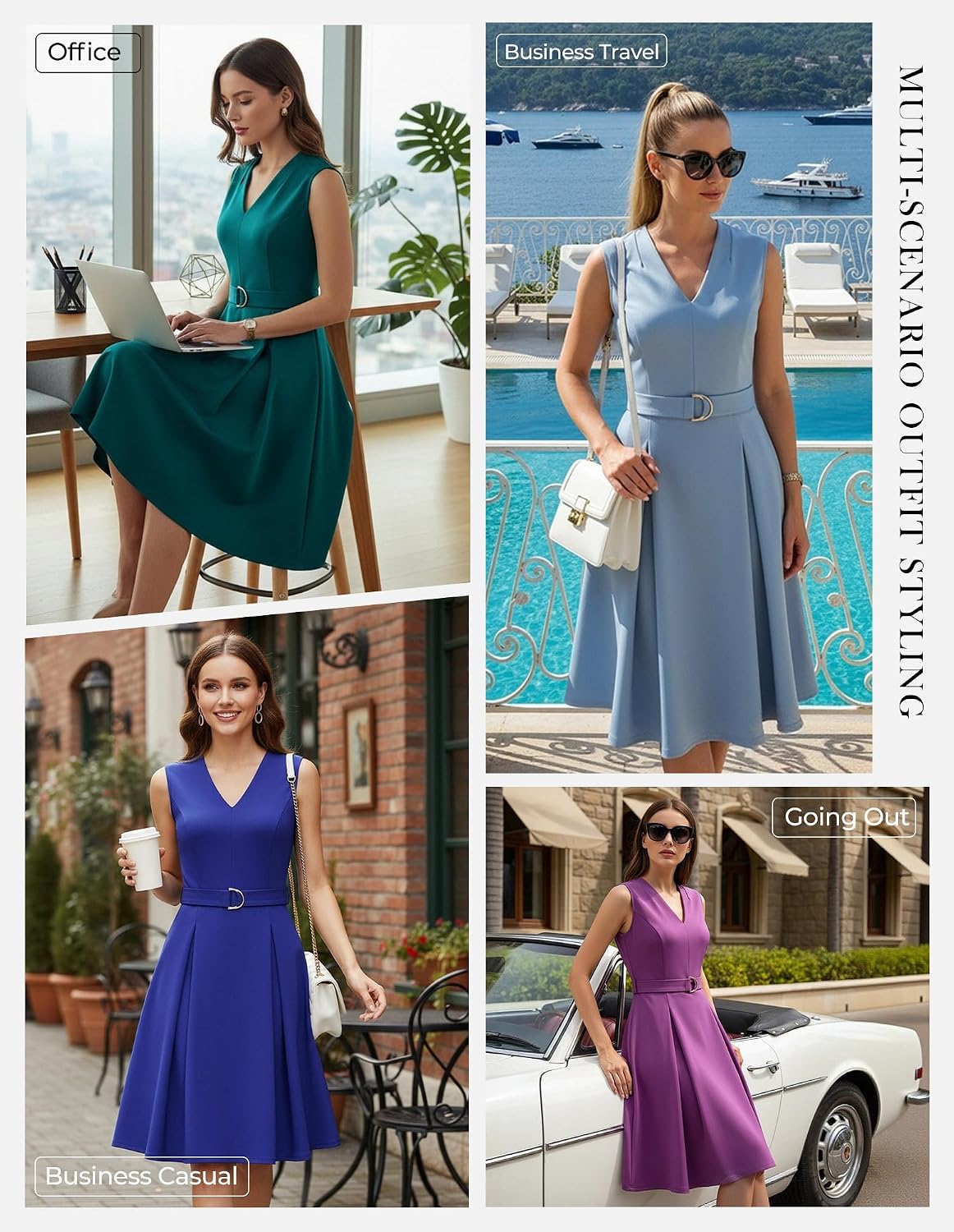 GRACE KARIN Women's Wear to Work Dresses 2026 Business Office Fit and Flare Midi Dress Church Outfits with Pockets