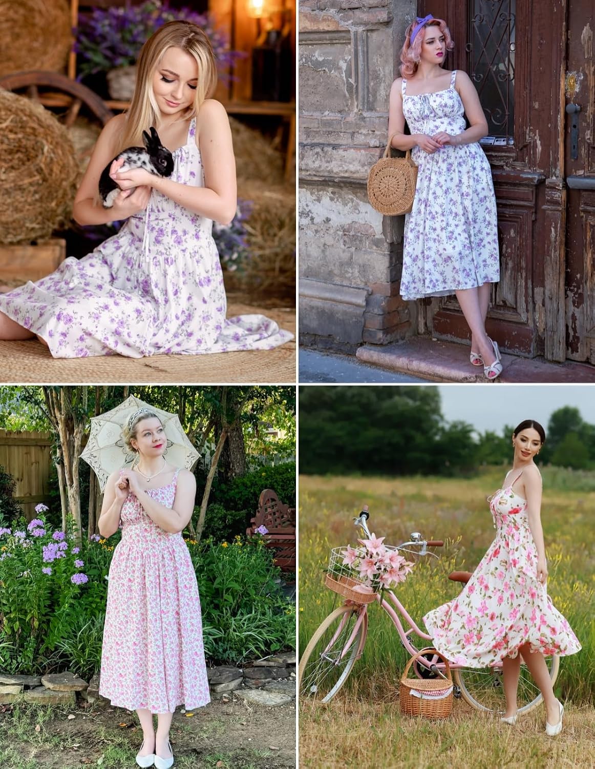 Scarlet Darkness Women's Floral Midi Dress Corset Sundresses 2026 Summer Spring Vacation Milkmaid Dresses
