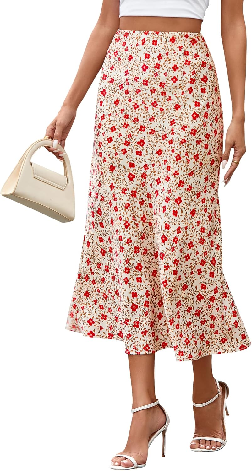 BTFBM Satin Skirts for Women Trendy Spring Summer 2026 High Waisted Leopard Print Cocktail Wedding Long Silk Midi Skirt
