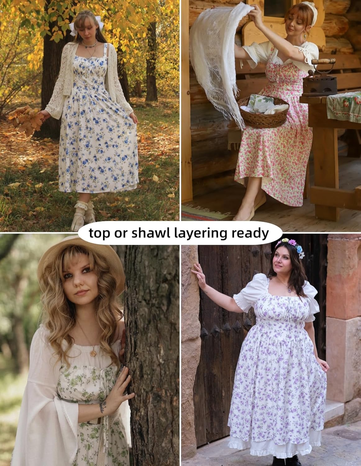 Scarlet Darkness Women's Floral Midi Dress Corset Sundresses 2026 Summer Spring Vacation Milkmaid Dresses