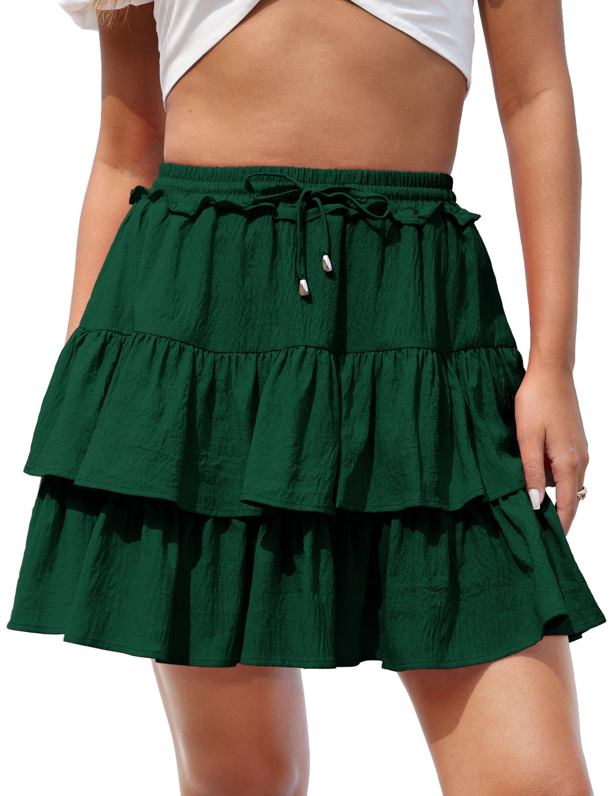 Hanpceirs Mini Skirts for Women Boho Ruffled Athletic Tennis Skorts Casual High Waist A-Line Short Skirt