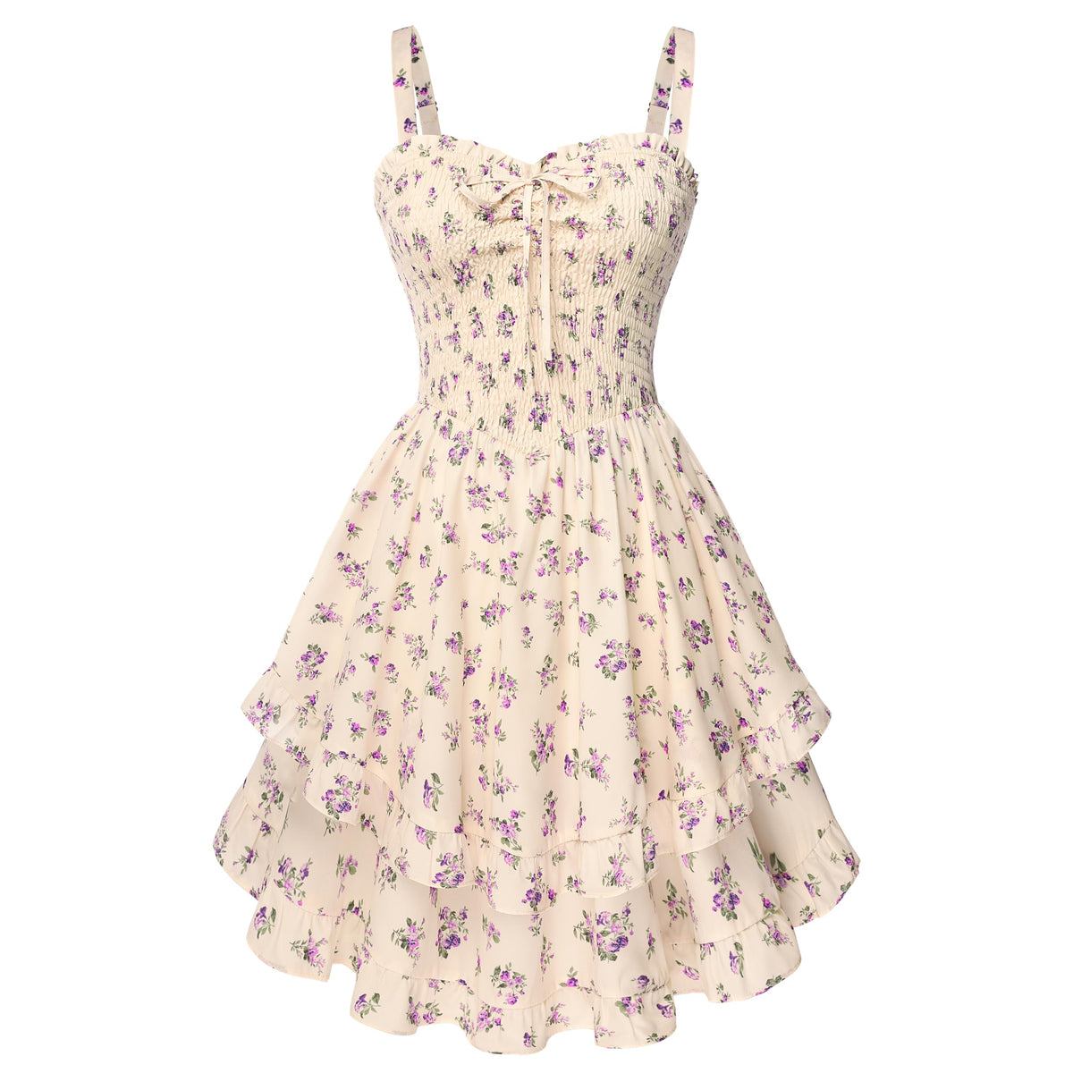 Scarlet Darkness Smocked Floral Sundresses for Women Teens 2026 Summer Flowy Ruffle Mini Dress
