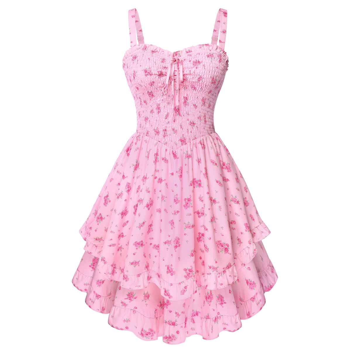 Scarlet Darkness Smocked Floral Sundresses for Women Teens 2026 Summer Flowy Ruffle Mini Dress