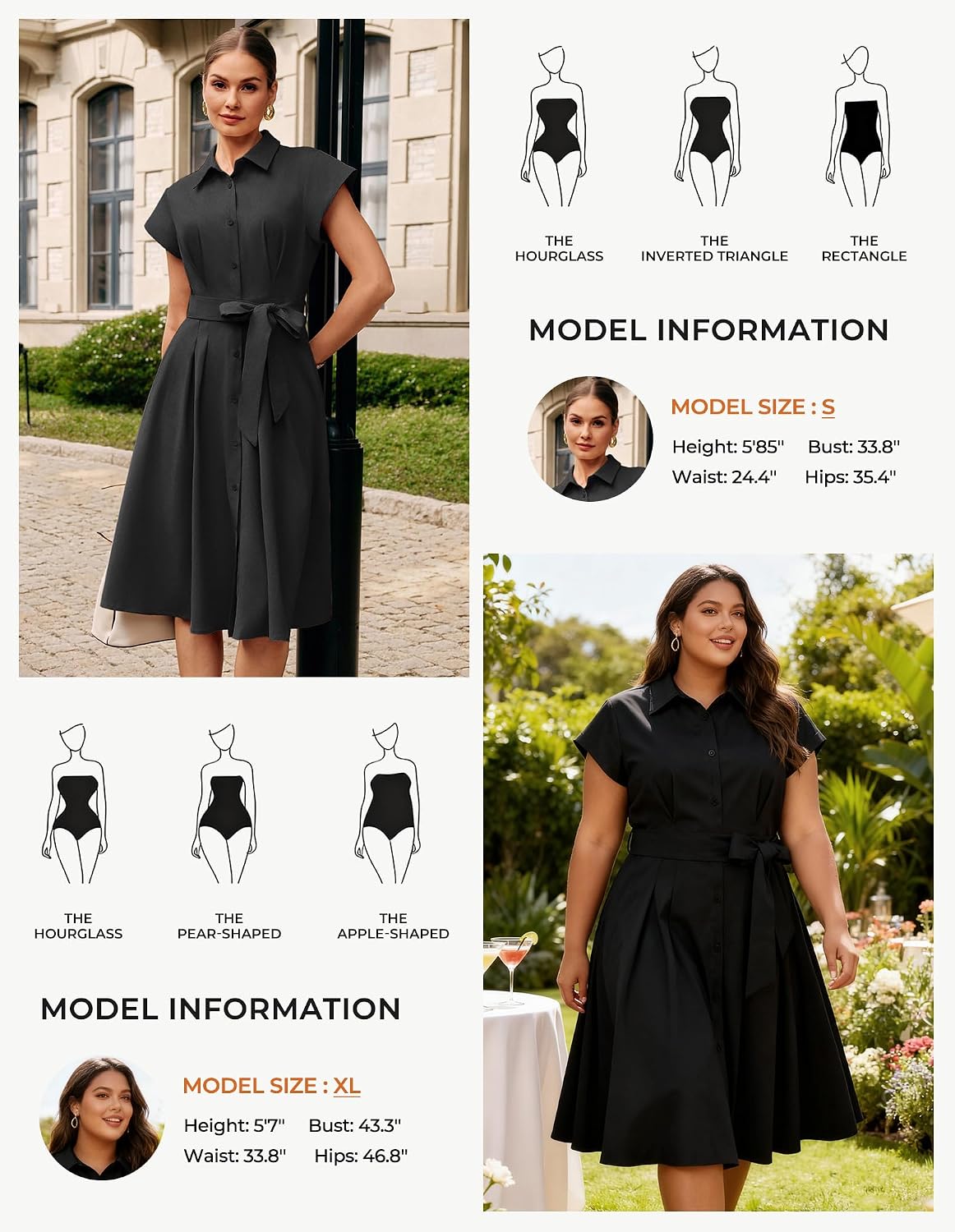 GRACE KARIN Womens Short Sleeve Shirt Dresses 2026 Summer Midi Button Down Dress Work Business Casual Dress with Pockets