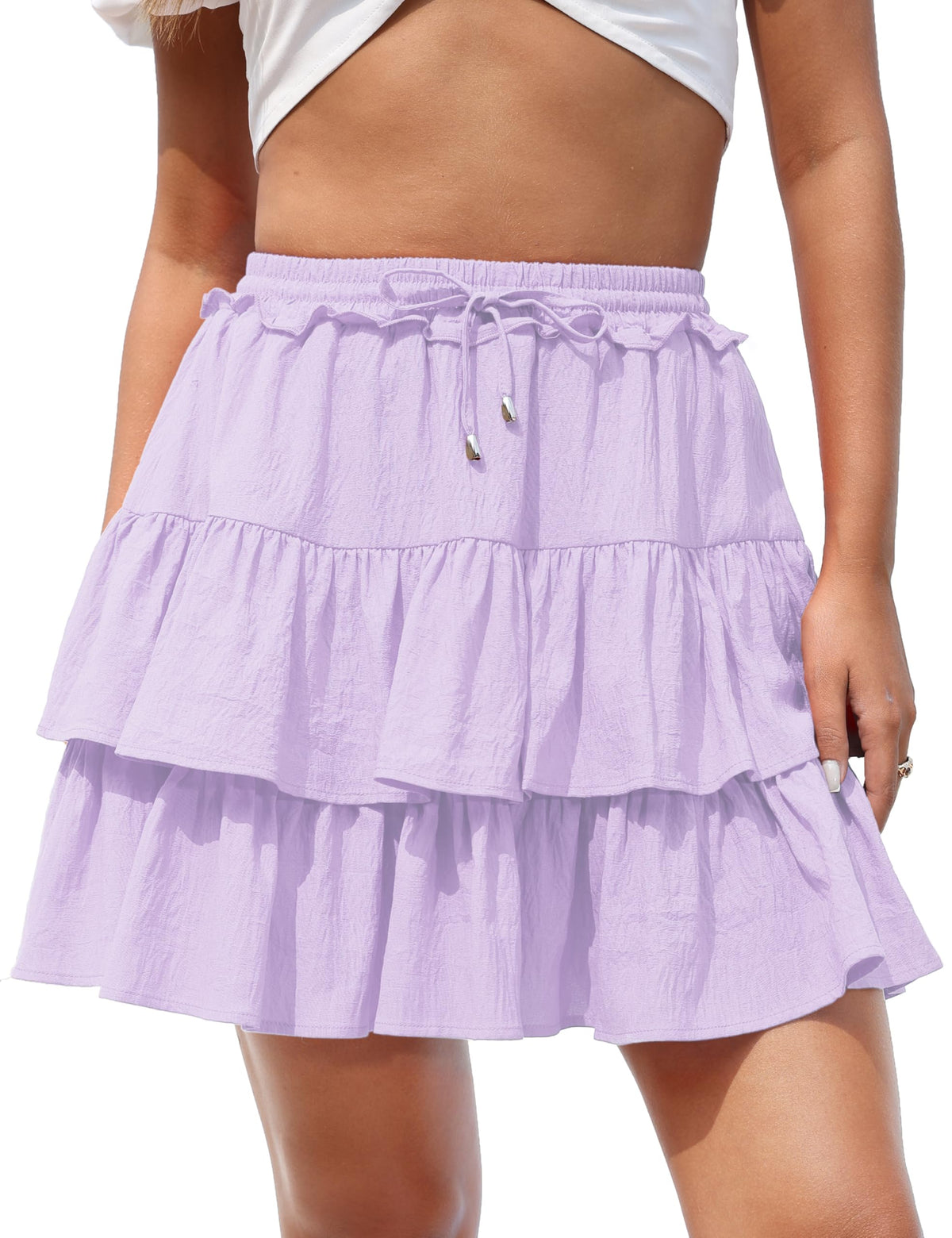 Hanpceirs Mini Skirts for Women Boho Ruffled Athletic Tennis Skorts Casual High Waist A-Line Short Skirt