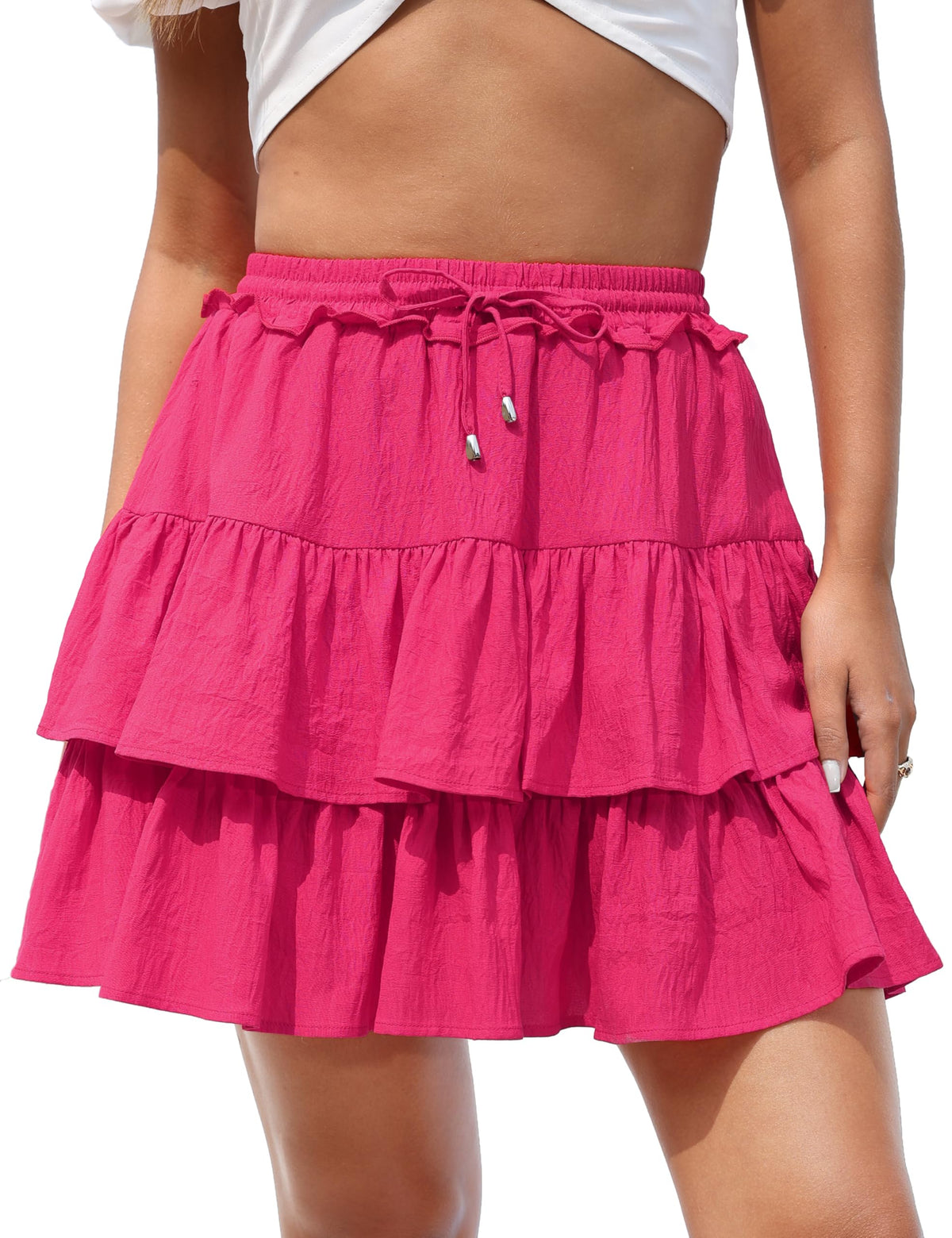 Hanpceirs Mini Skirts for Women Boho Ruffled Athletic Tennis Skorts Casual High Waist A-Line Short Skirt