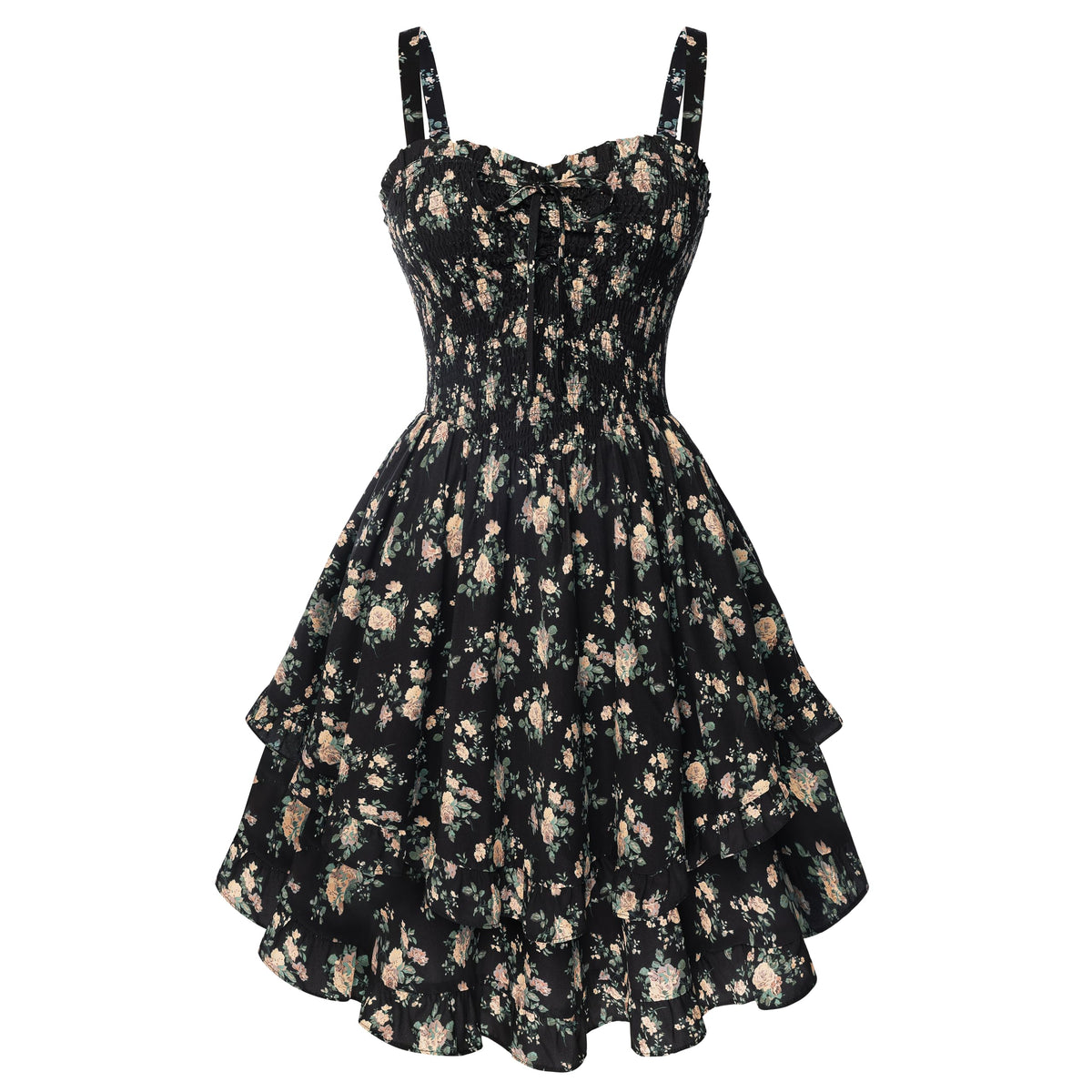 Scarlet Darkness Smocked Floral Sundresses for Women Teens 2026 Summer Flowy Ruffle Mini Dress
