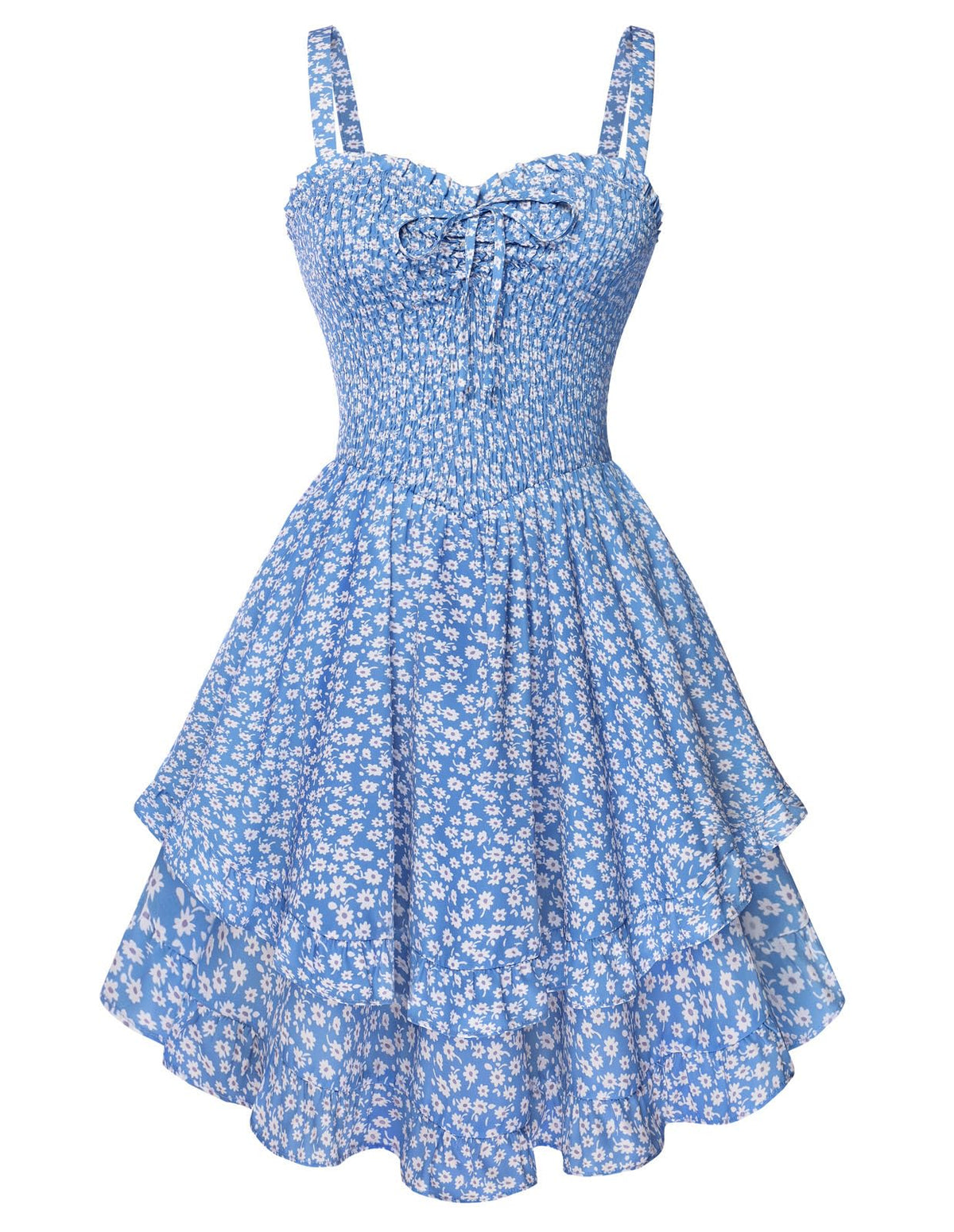 Scarlet Darkness Smocked Floral Sundresses for Women Teens 2026 Summer Flowy Ruffle Mini Dress