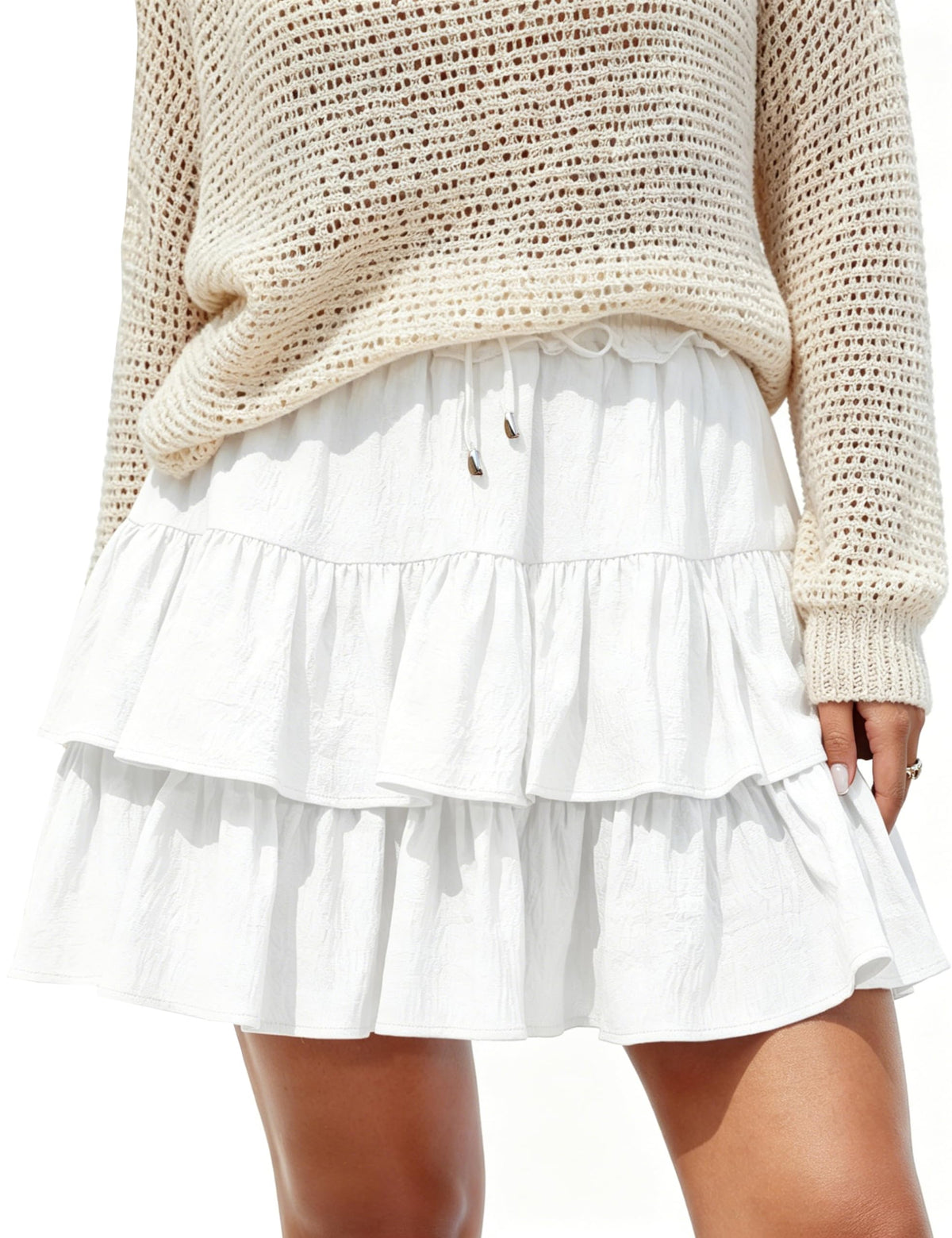 Hanpceirs Mini Skirts for Women Boho Ruffled Athletic Tennis Skorts Casual High Waist A-Line Short Skirt