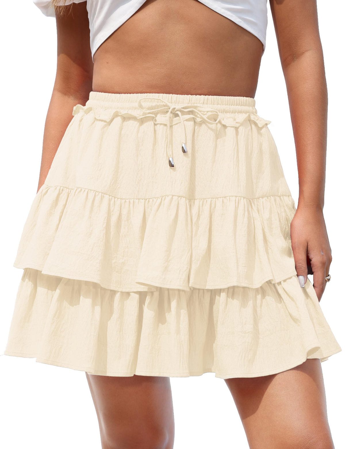 Hanpceirs Mini Skirts for Women Boho Ruffled Athletic Tennis Skorts Casual High Waist A-Line Short Skirt
