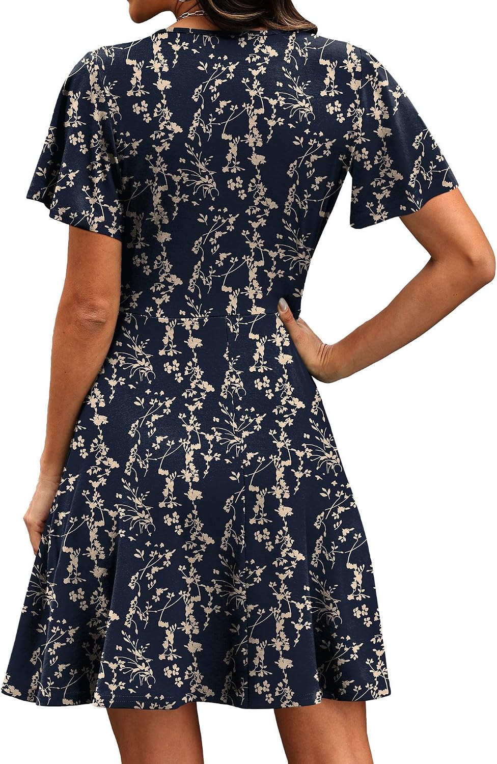 RUMIA Womens Casual Dresses Wrap V Neck Dress A-Line Ruffle Sleeve Summer Sundress Fashion 2026