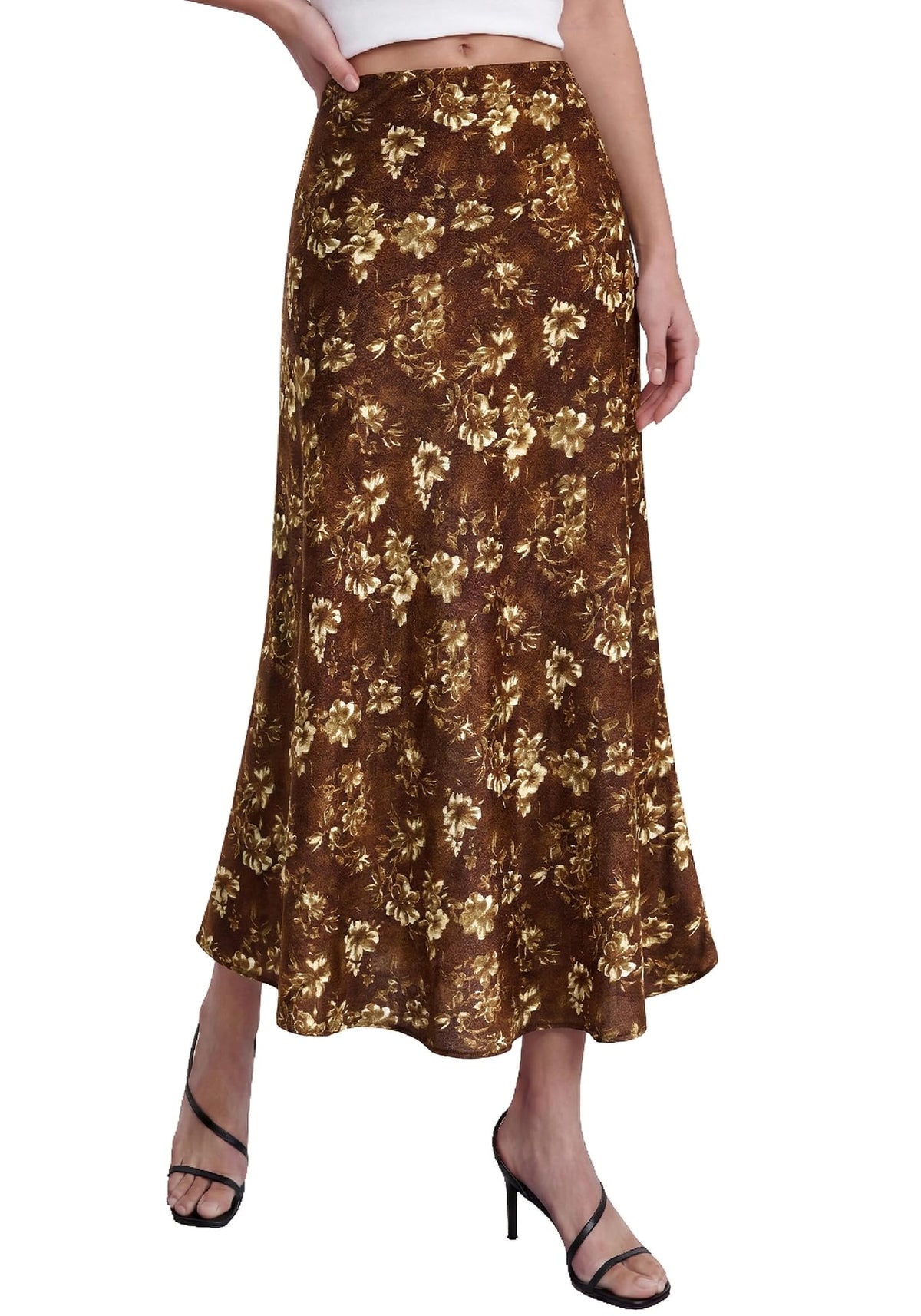 BTFBM Satin Skirts for Women Trendy Spring Summer 2026 High Waisted Leopard Print Cocktail Wedding Long Silk Midi Skirt