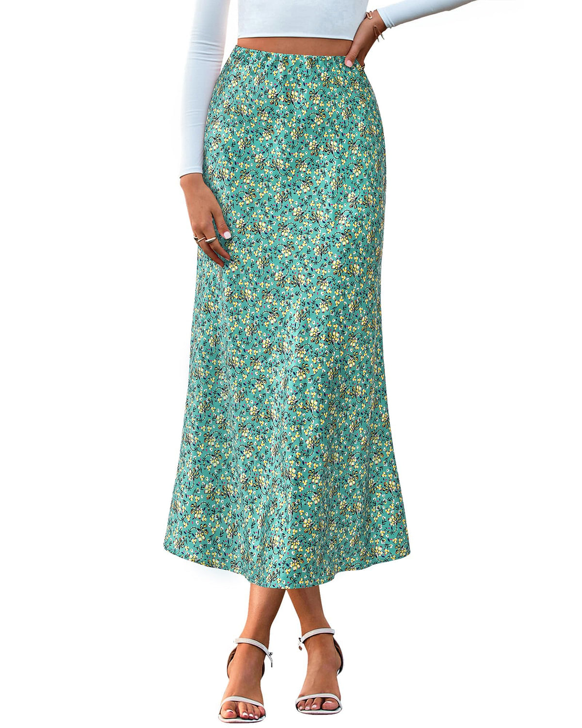 BTFBM Satin Skirts for Women Trendy Spring Summer 2026 High Waisted Leopard Print Cocktail Wedding Long Silk Midi Skirt