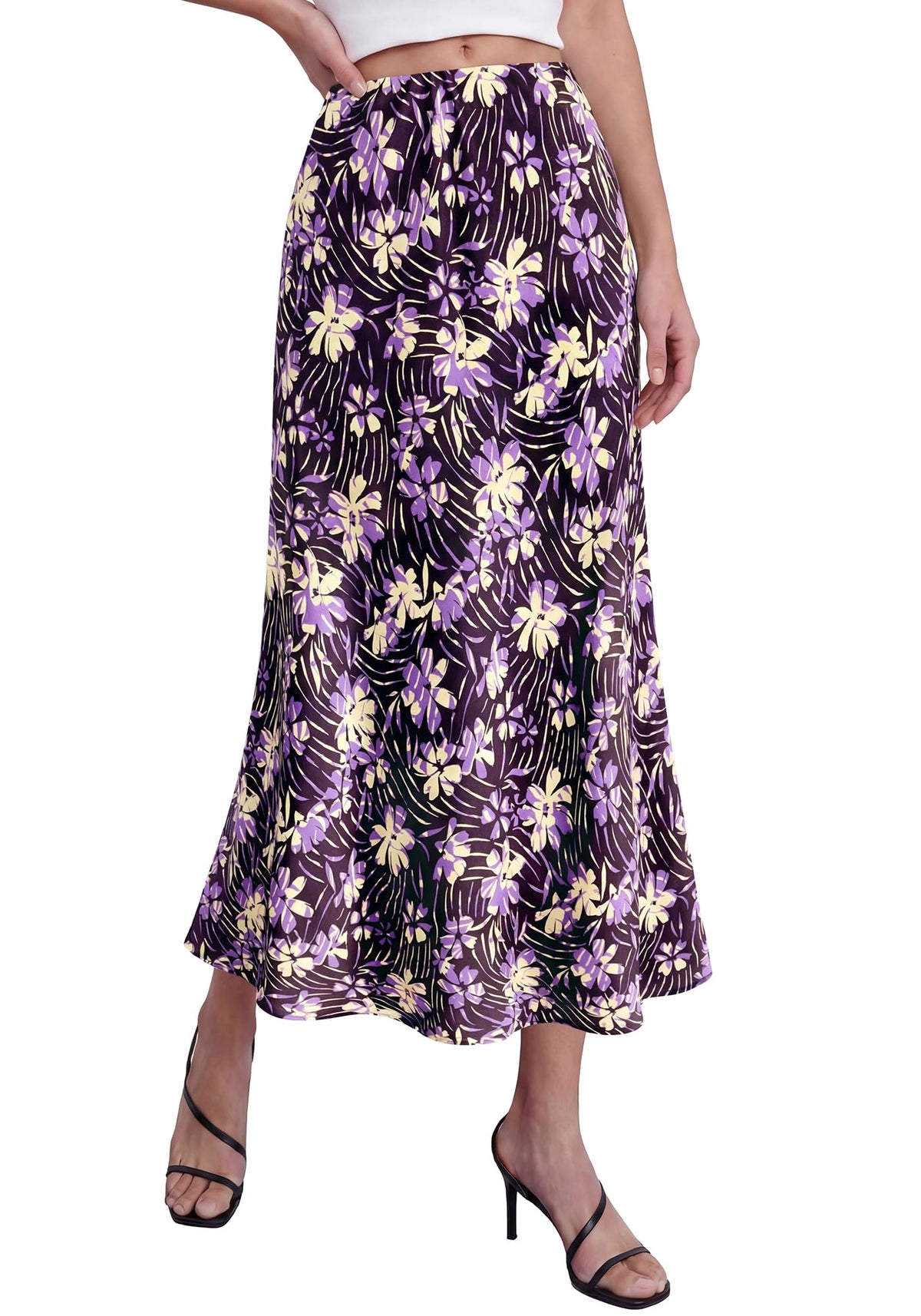 BTFBM Satin Skirts for Women Trendy Spring Summer 2026 High Waisted Leopard Print Cocktail Wedding Long Silk Midi Skirt