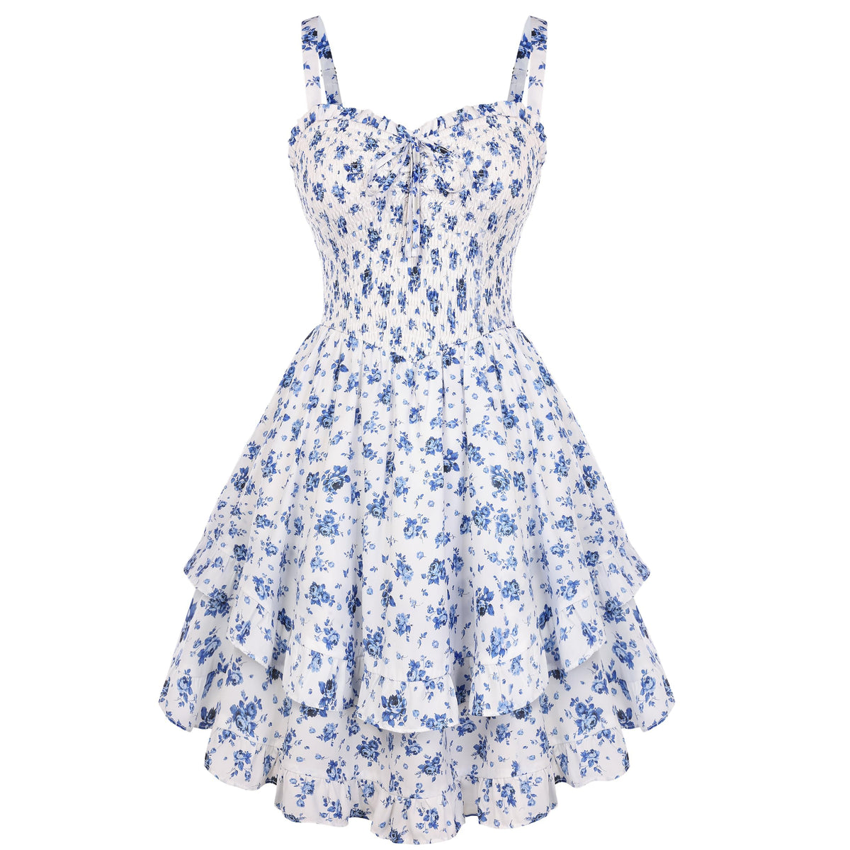 Scarlet Darkness Smocked Floral Sundresses for Women Teens 2026 Summer Flowy Ruffle Mini Dress
